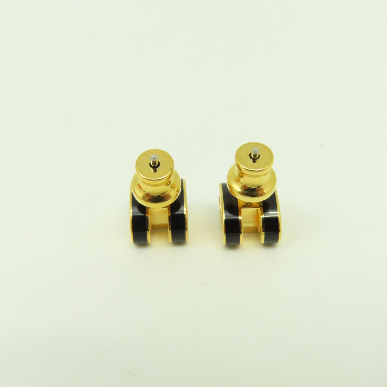 HERMES 金屬Mini Pop H Earrings耳環黑色/金色