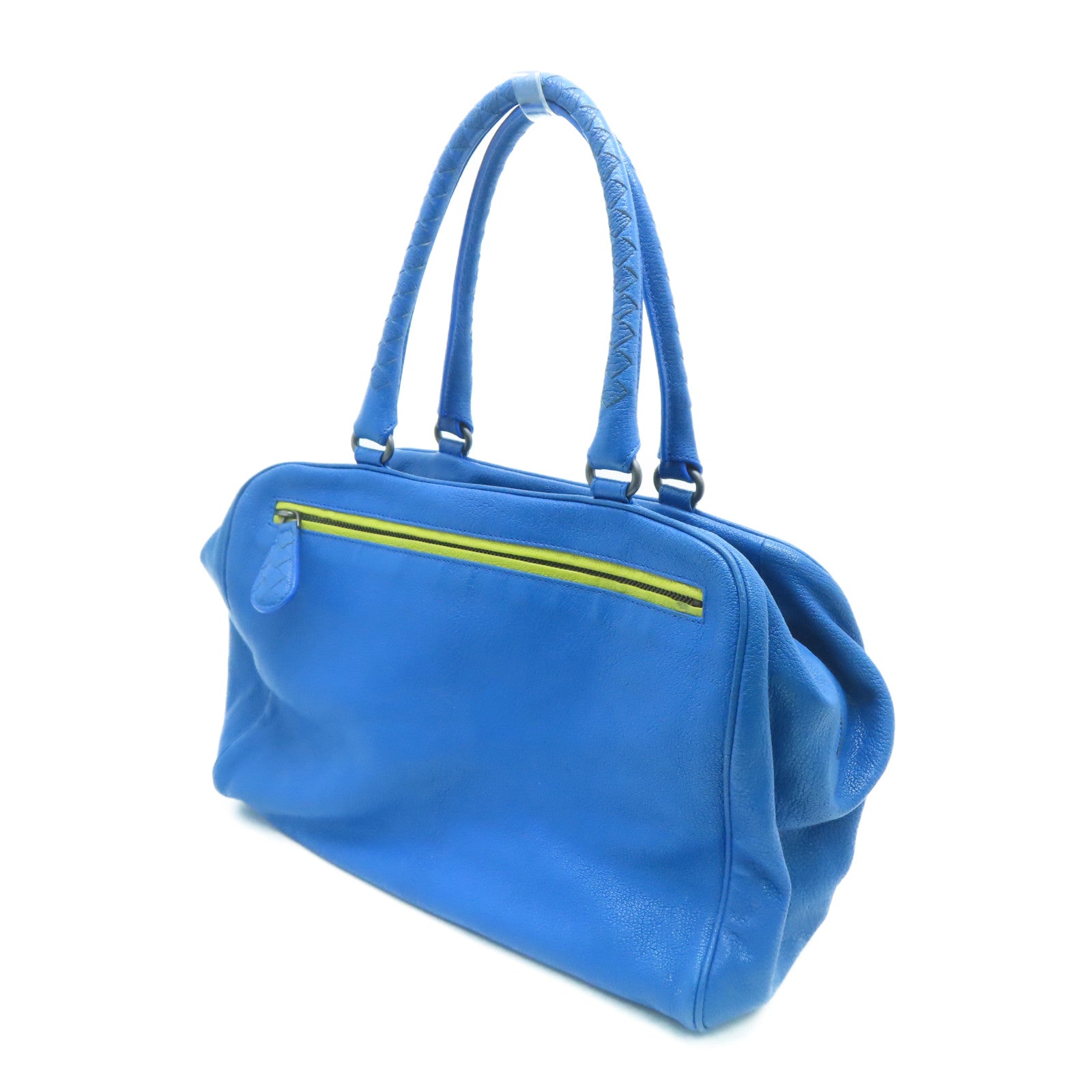 BOTTEGA VENETA 牛皮皮革Boston Bag手挽袋/肩背袋蓝色/黄色