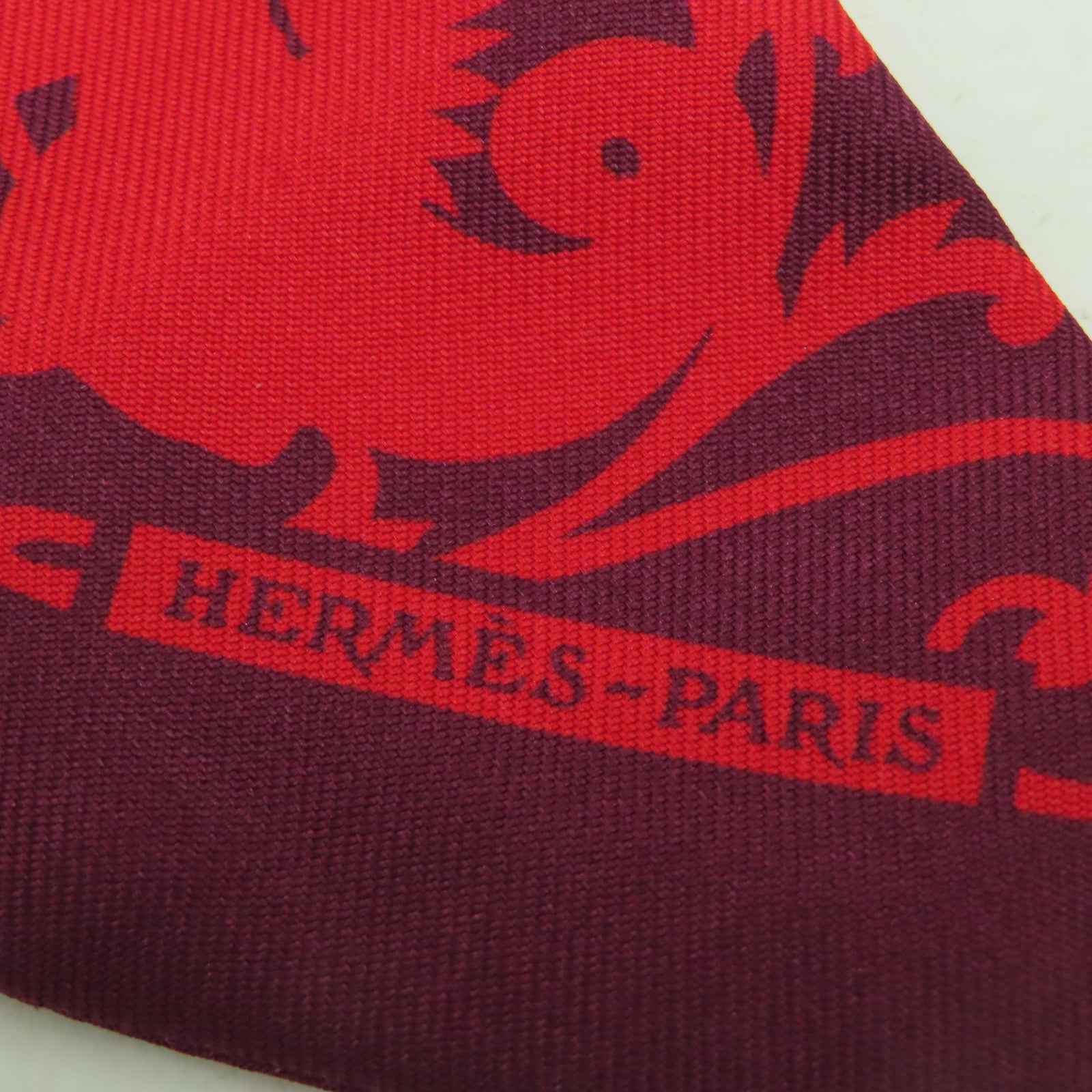 HERMES 丝质Twilly丝巾红色/绿色