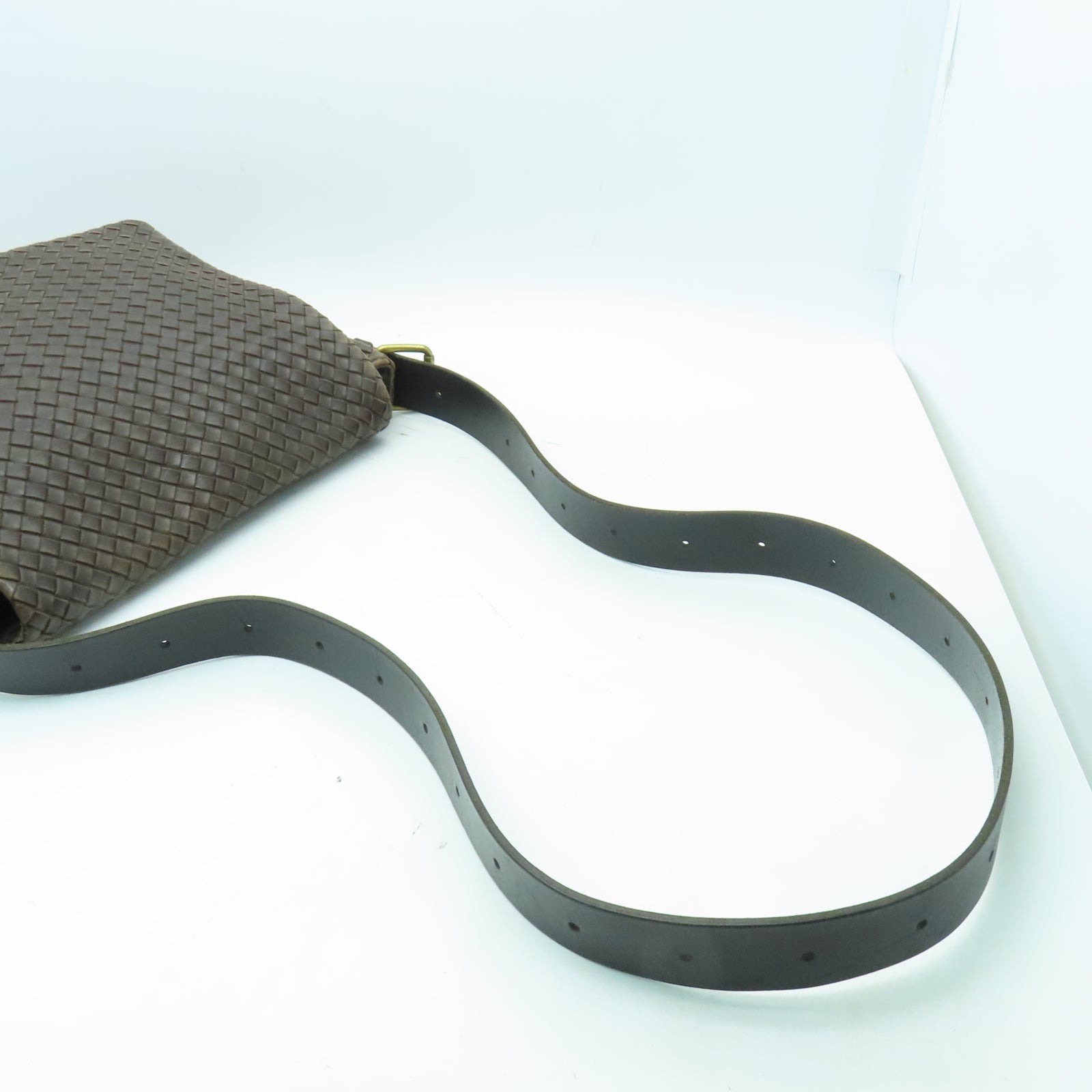 BOTTEGA VENETA 織紋羊皮皮革Shoulder Bag肩背袋棕色