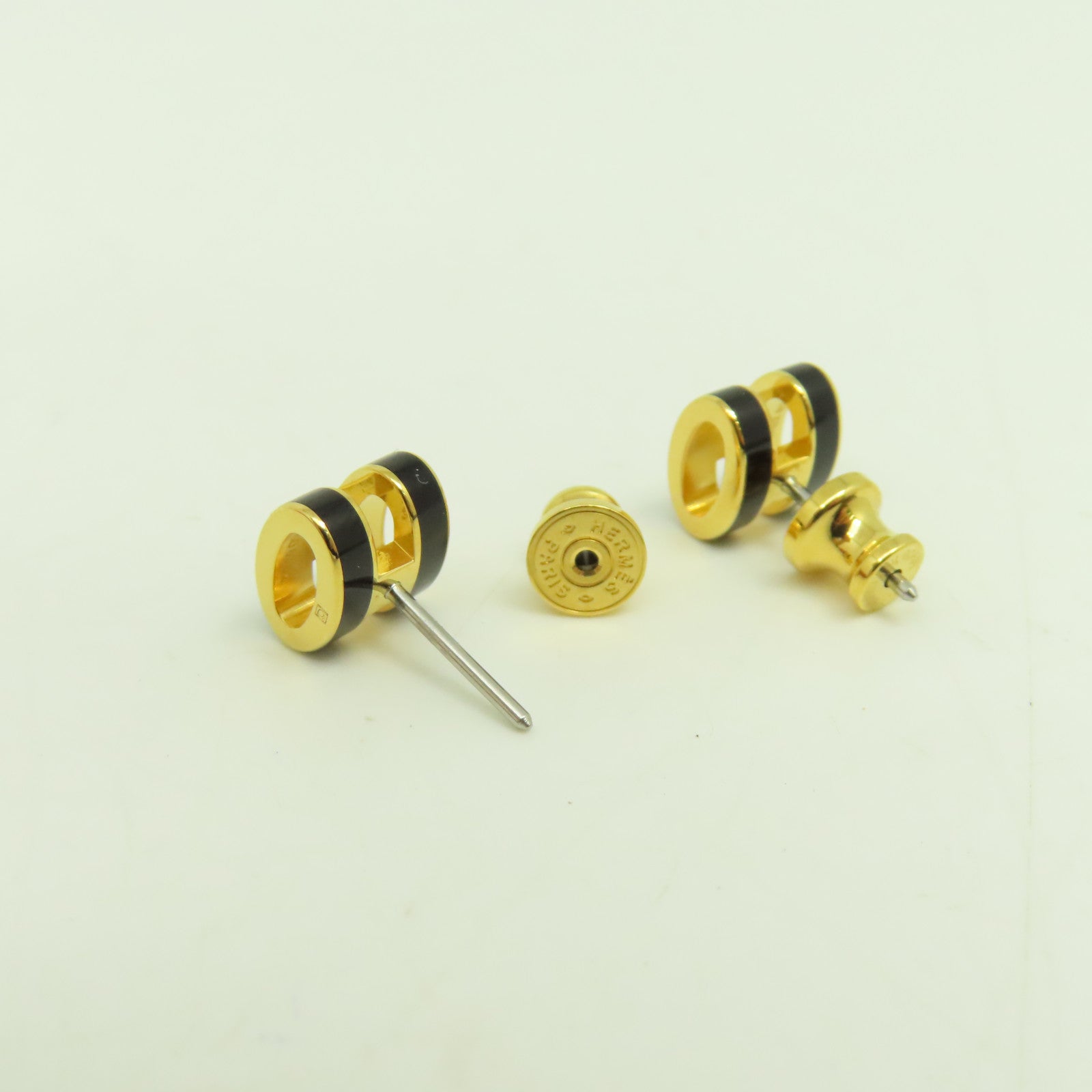 HERMES 金屬Mini Pop H Earrings耳環黑色/金色