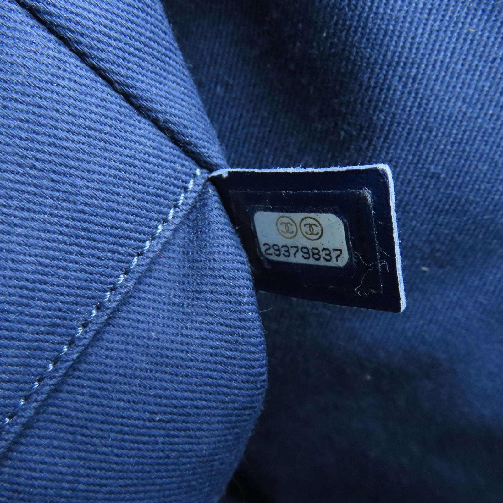 CHANEL 帆布Deauville Tote金扣鏈帶肩背袋藍色