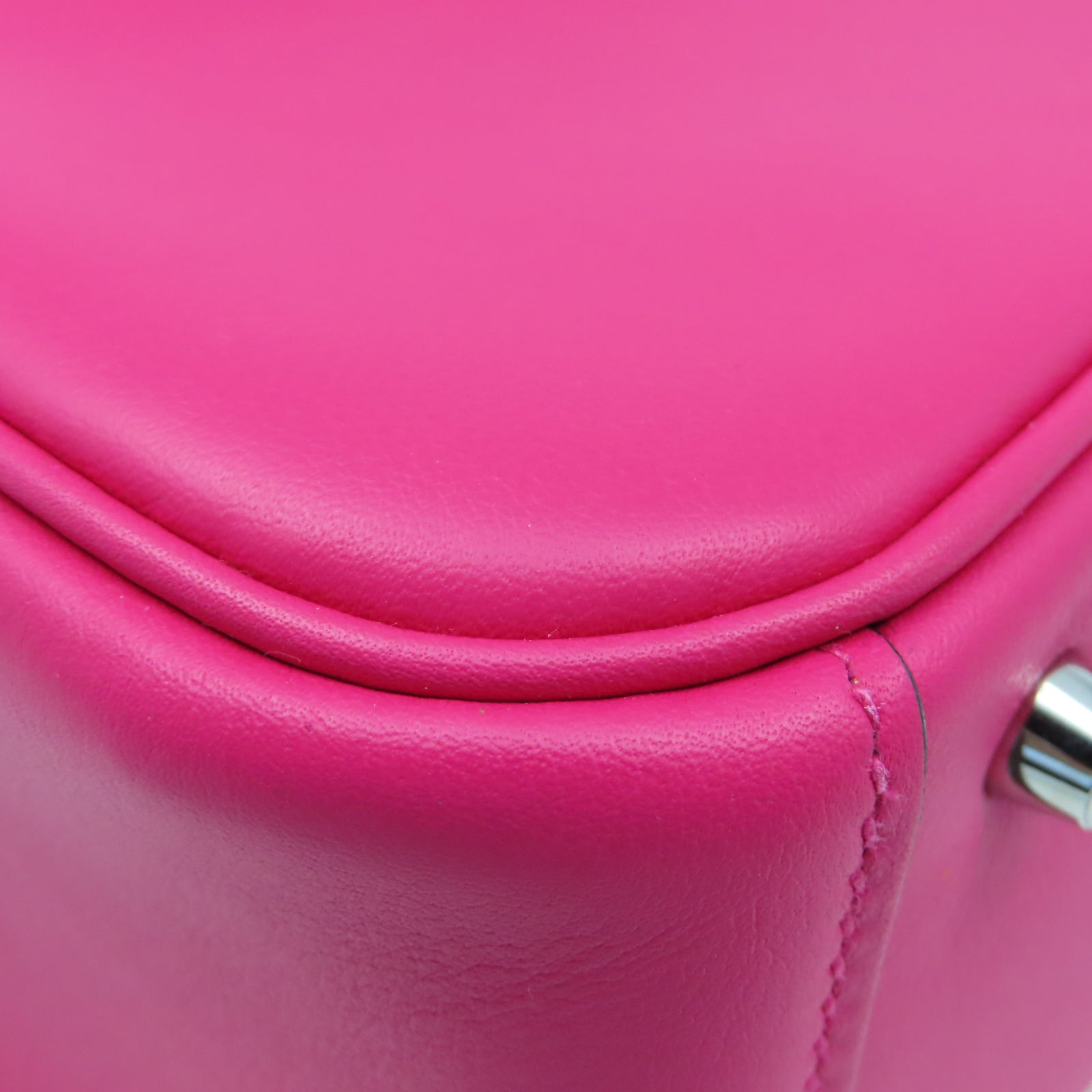 HERMES Veau Swift皮革Mini Lindy銀扣手挽肩背兩用袋粉紅色