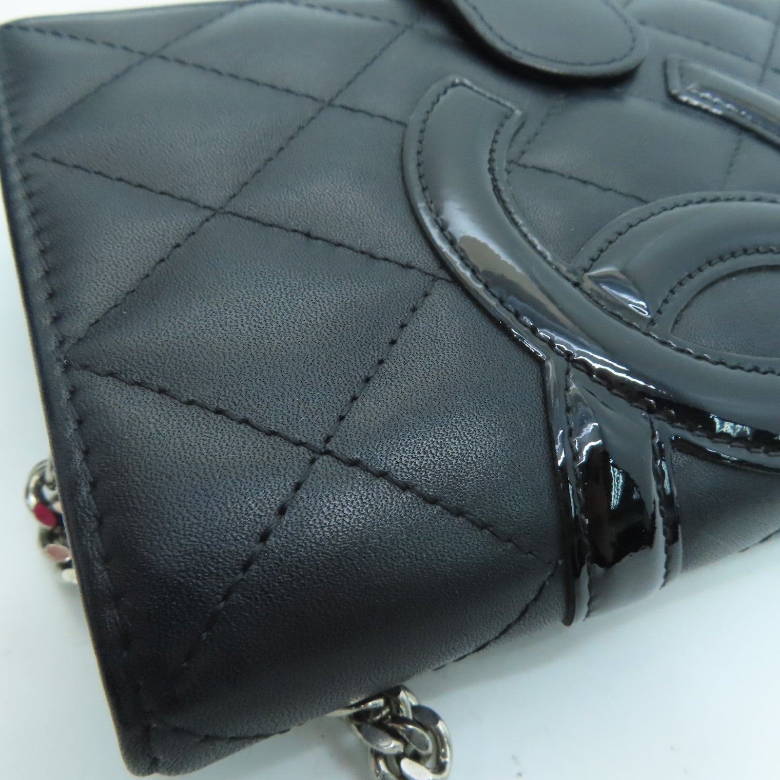 CHANEL 菱格牛皮皮革Combon Wallet钱包黑色