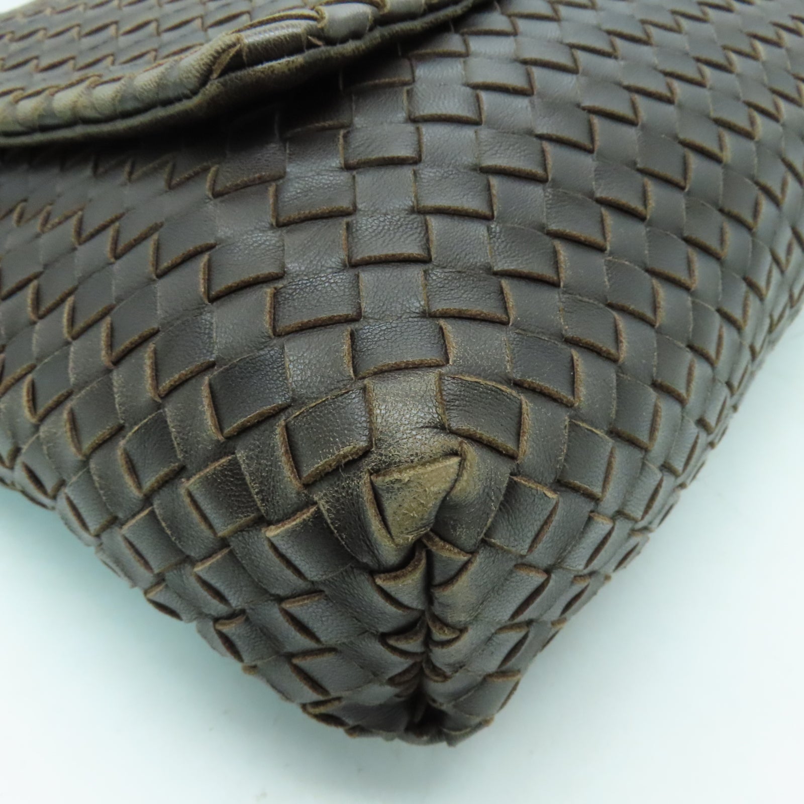 BOTTEGA VENETA 織紋羊皮皮革Shoulder Bag肩背袋棕色