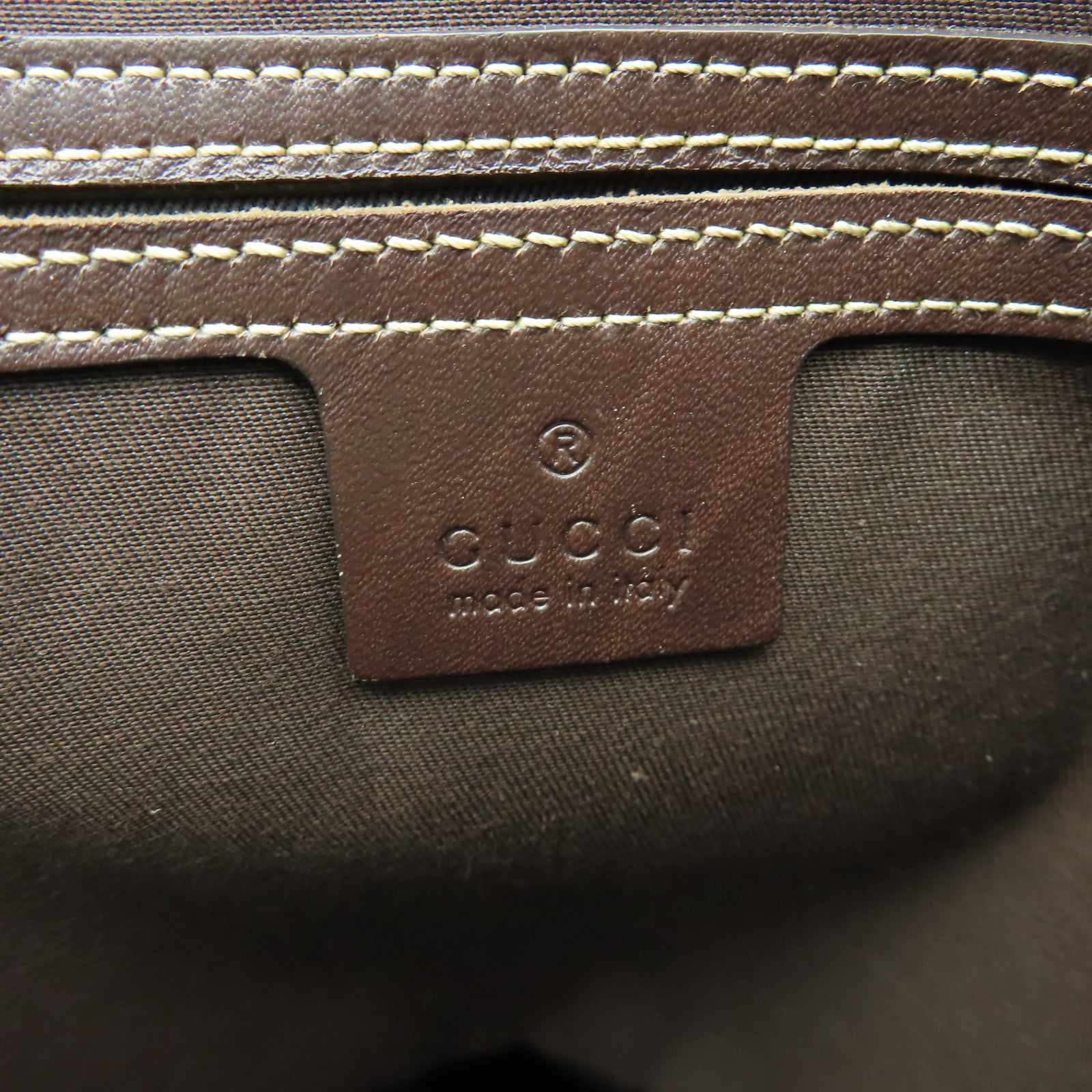 GUCCI 塗層帆布Tote Bag金扣手挽袋棕色