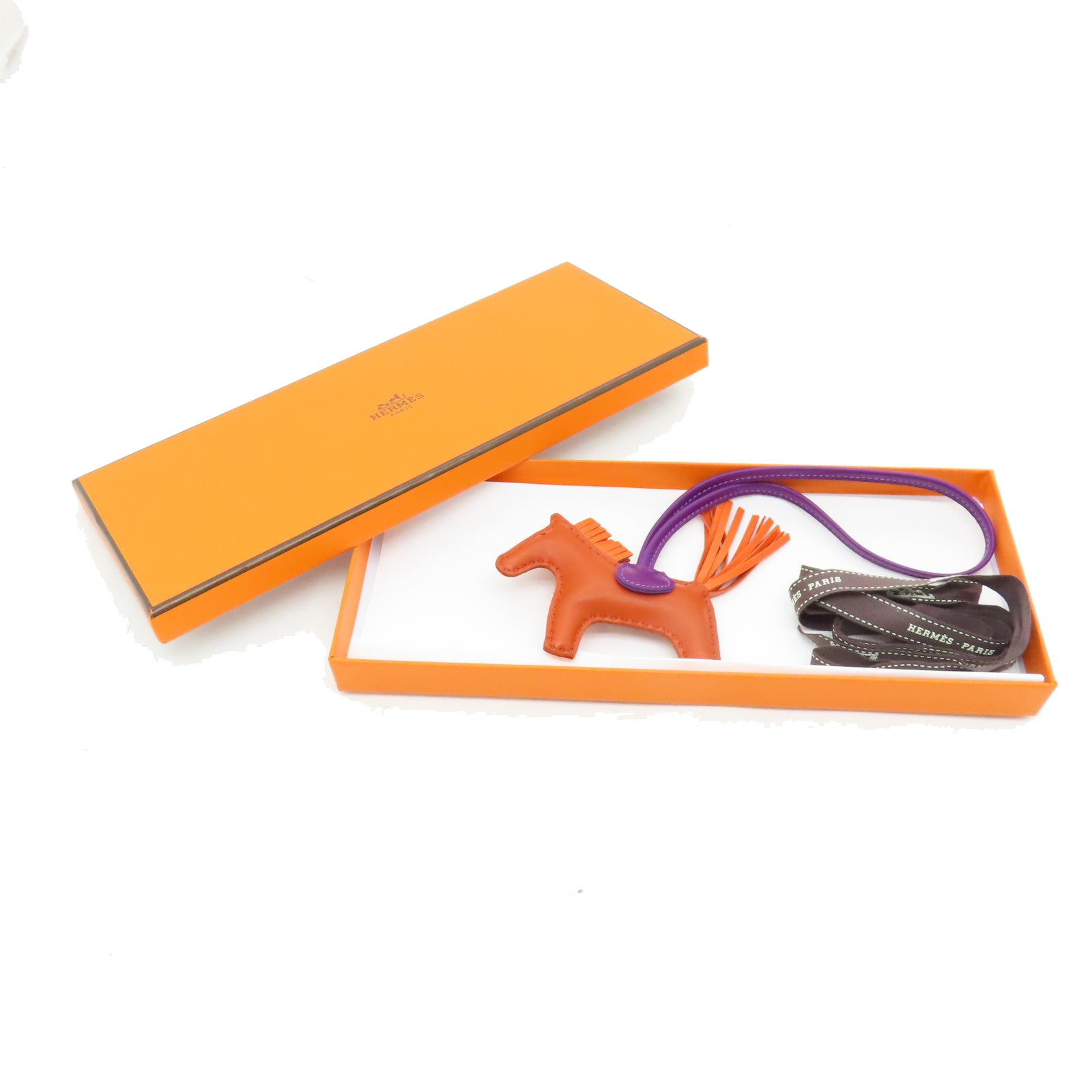 HERMES Veau Swift Leather Rodeo PM Charm Orange/Purple