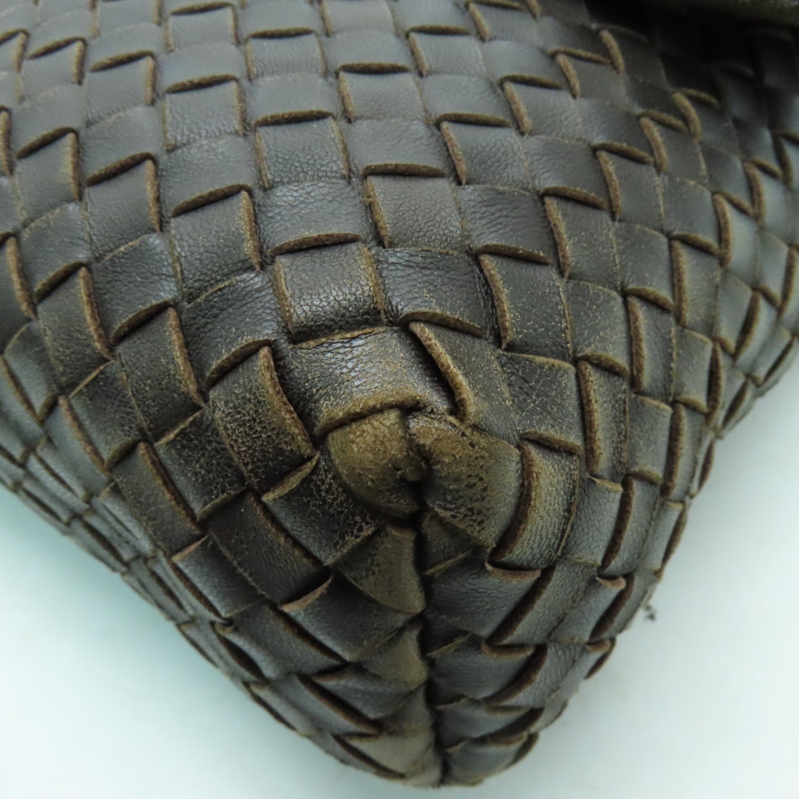 BOTTEGA VENETA 織紋羊皮皮革Shoulder Bag肩背袋棕色