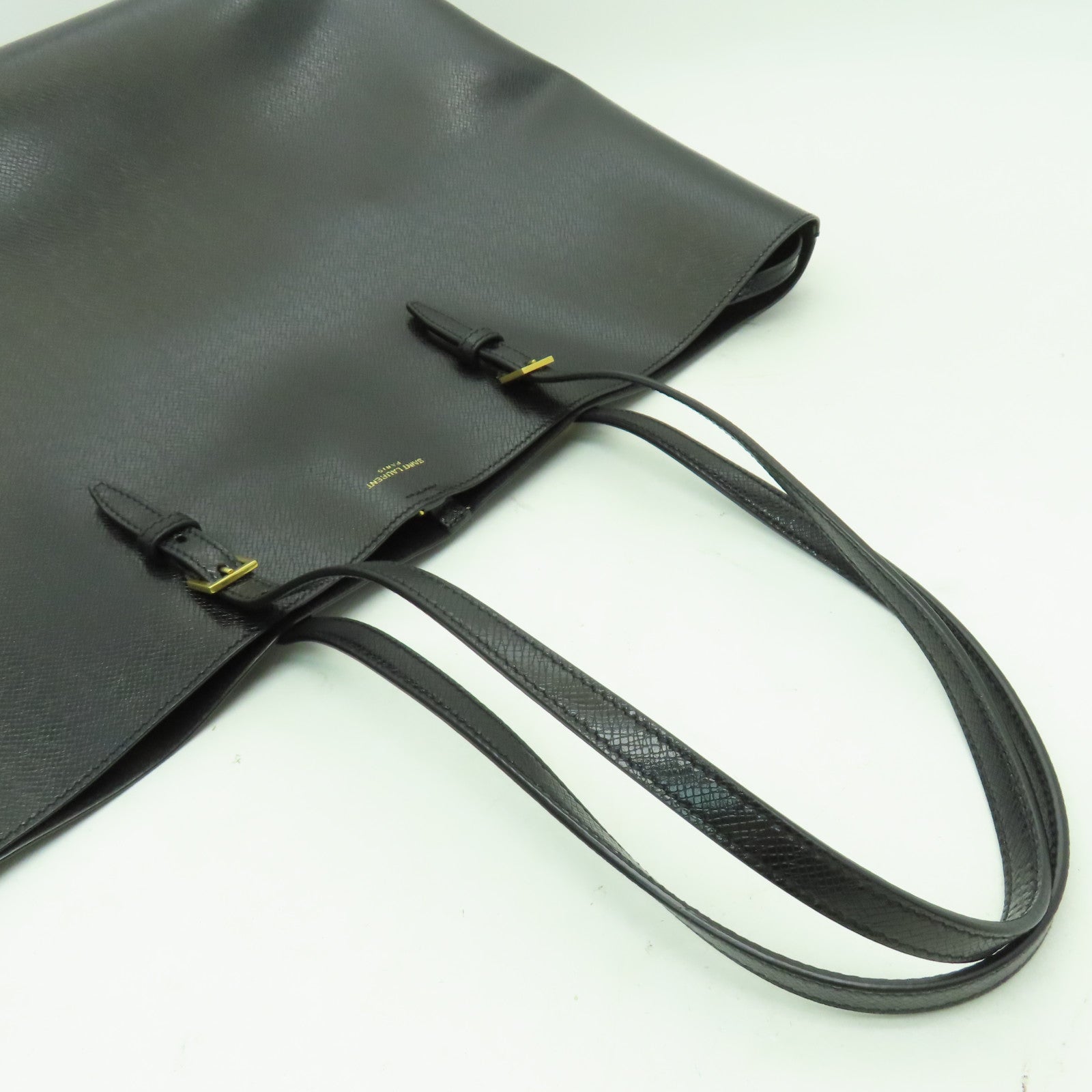 SAINT LAURENT 牛皮皮革Tote Bag金扣手挽袋黑色