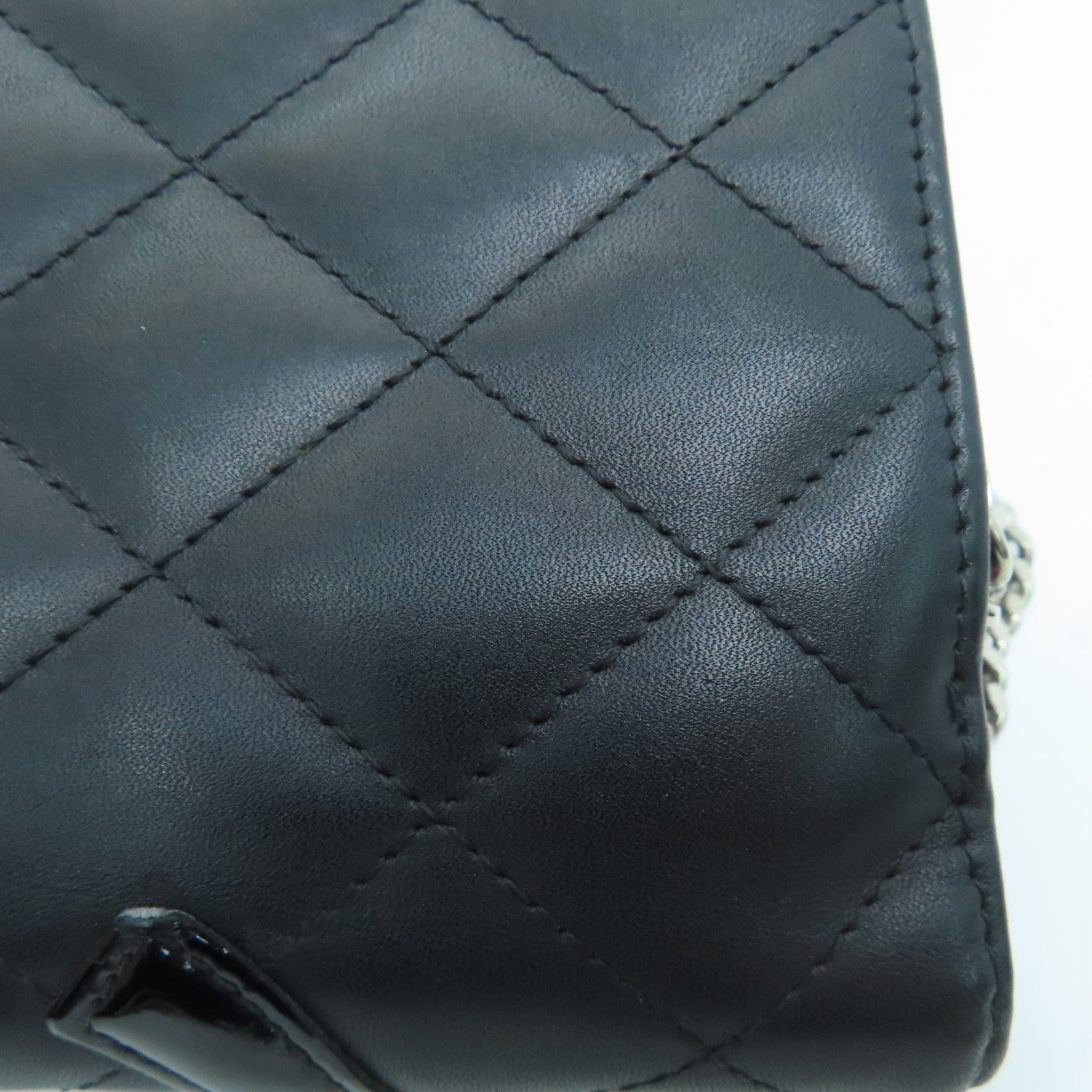 CHANEL 菱格牛皮皮革Combon Wallet钱包黑色