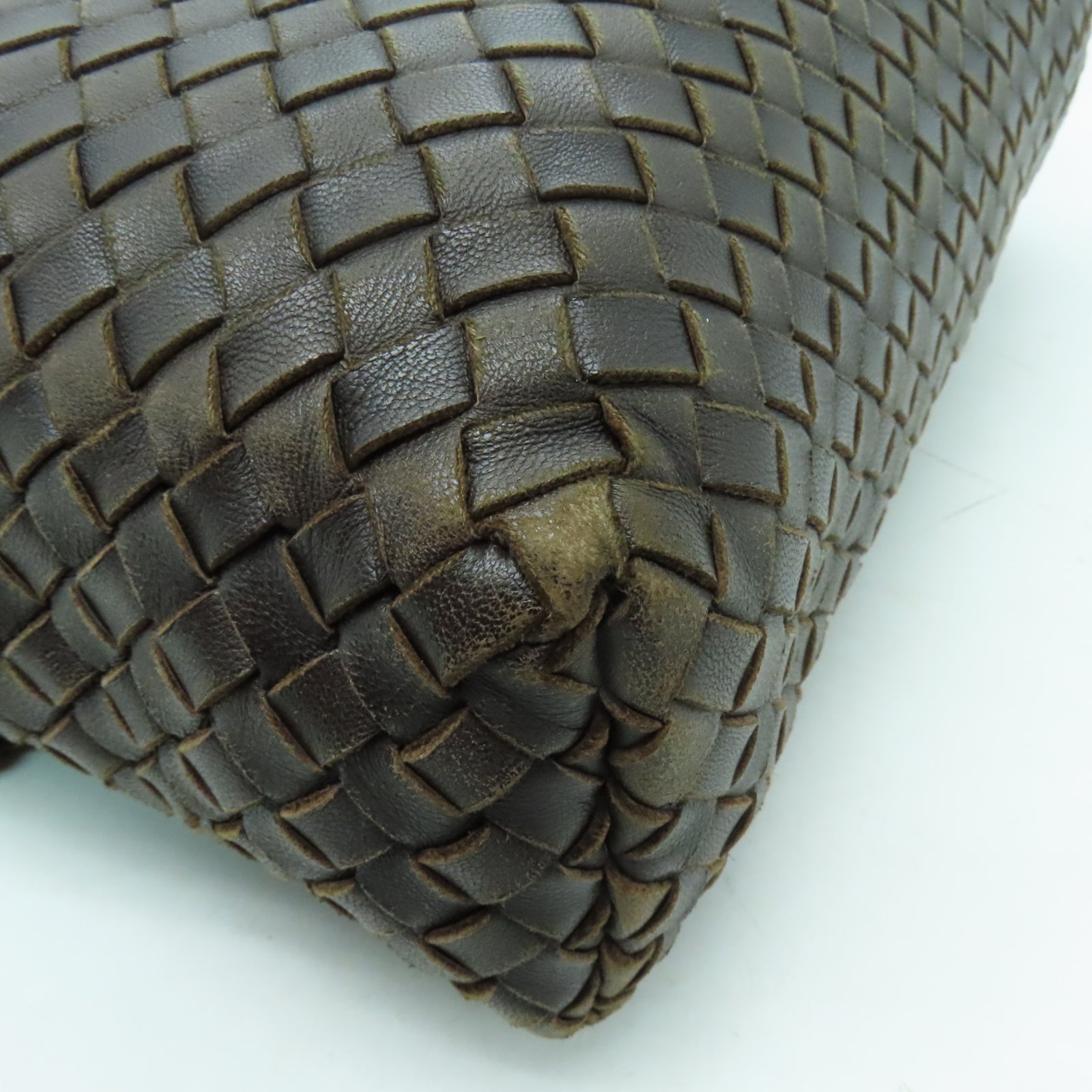 BOTTEGA VENETA 織紋羊皮皮革Shoulder Bag肩背袋棕色