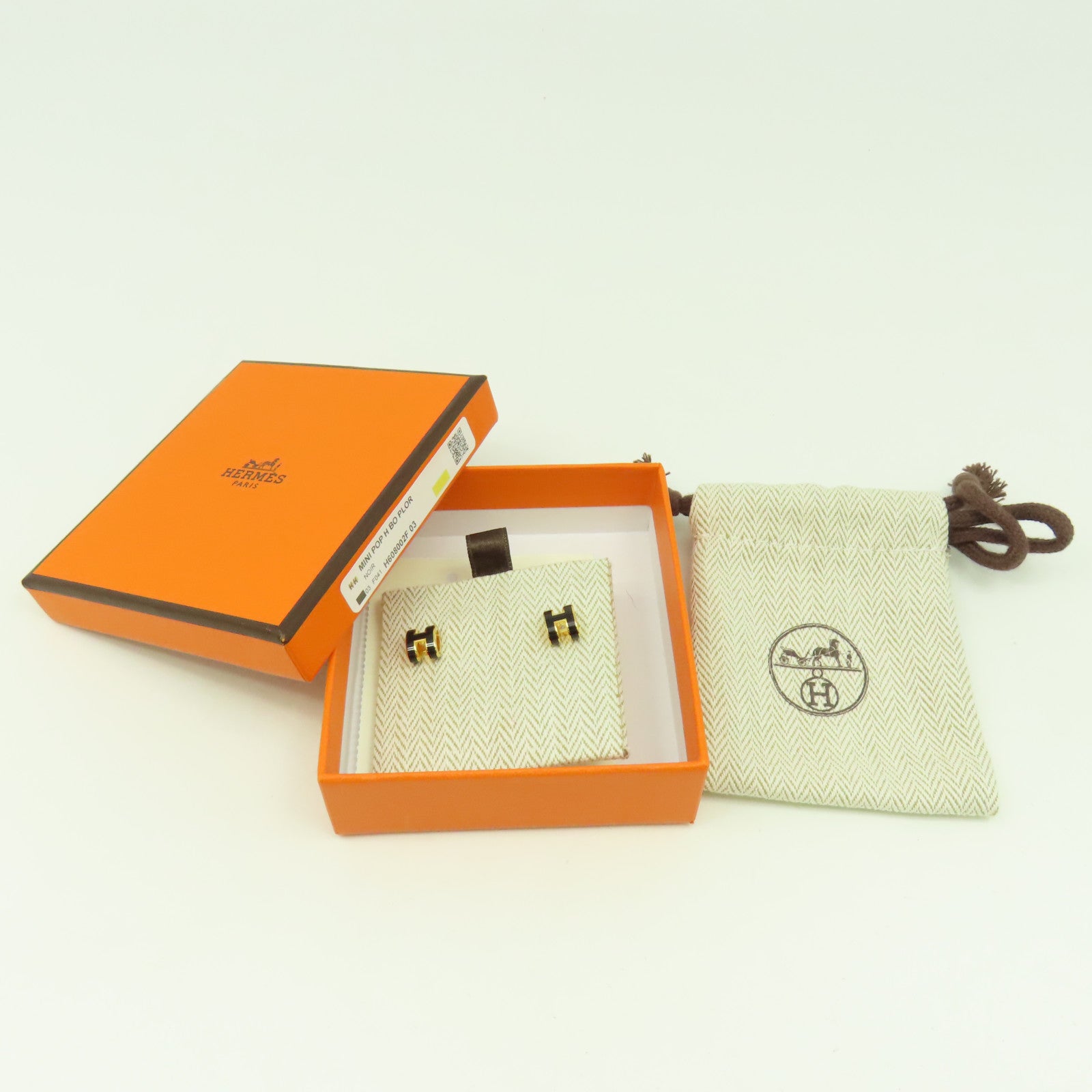 HERMES 金屬Mini Pop H Earrings耳環黑色/金色