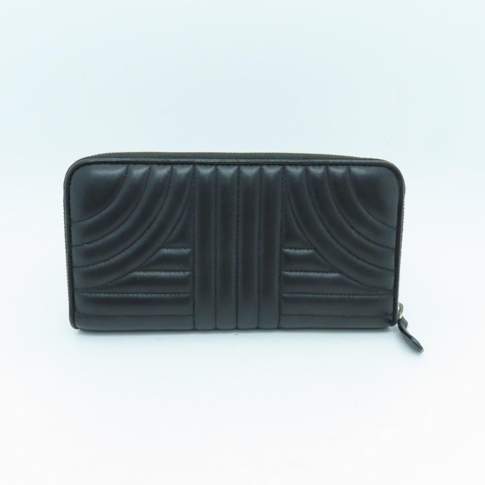 PRADA 牛皮皮革Long Wallet銀扣長錢包黑色