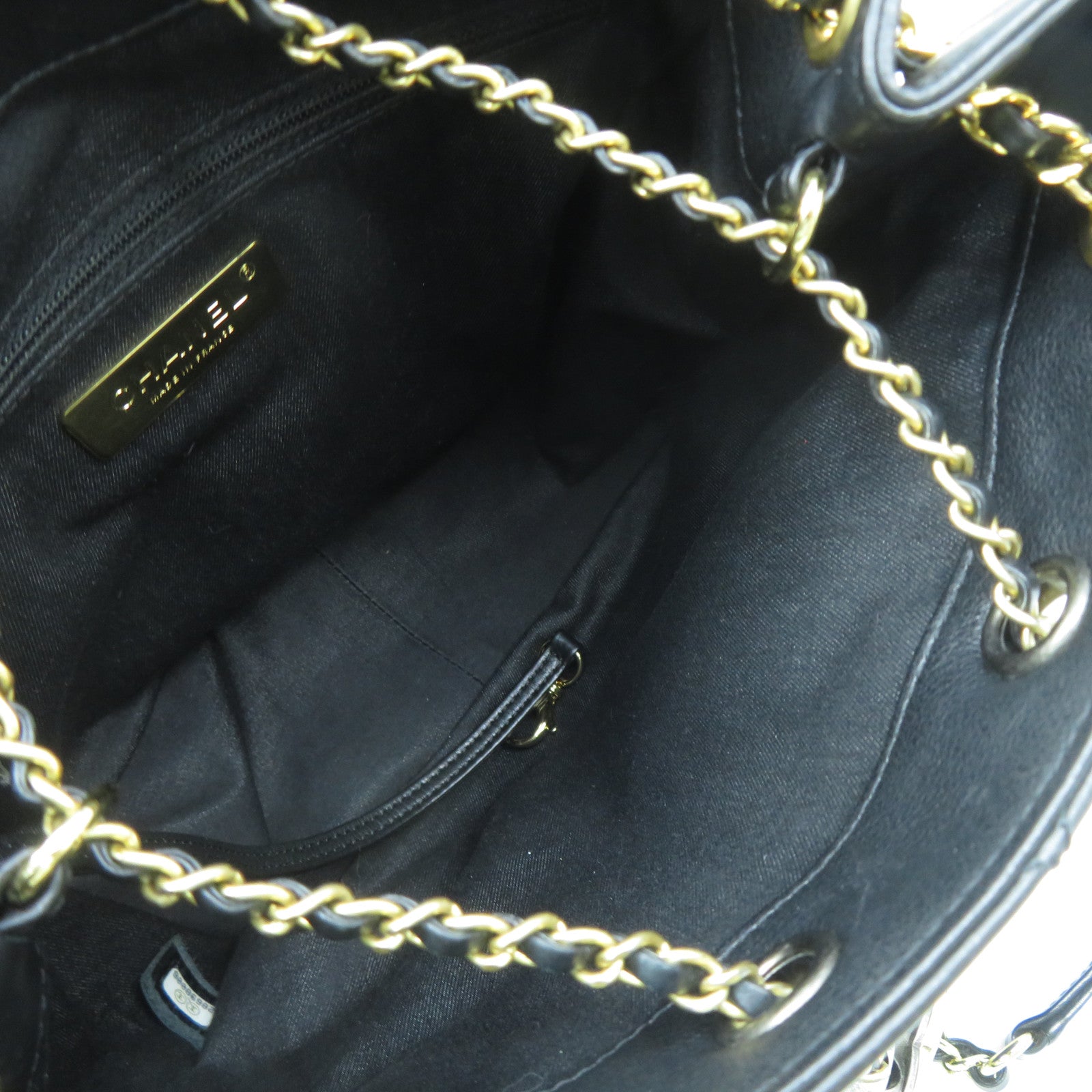 CHANEL 菱格牛皮皮革Chain Shoulder Bag金扣鏈帶肩背袋黑色