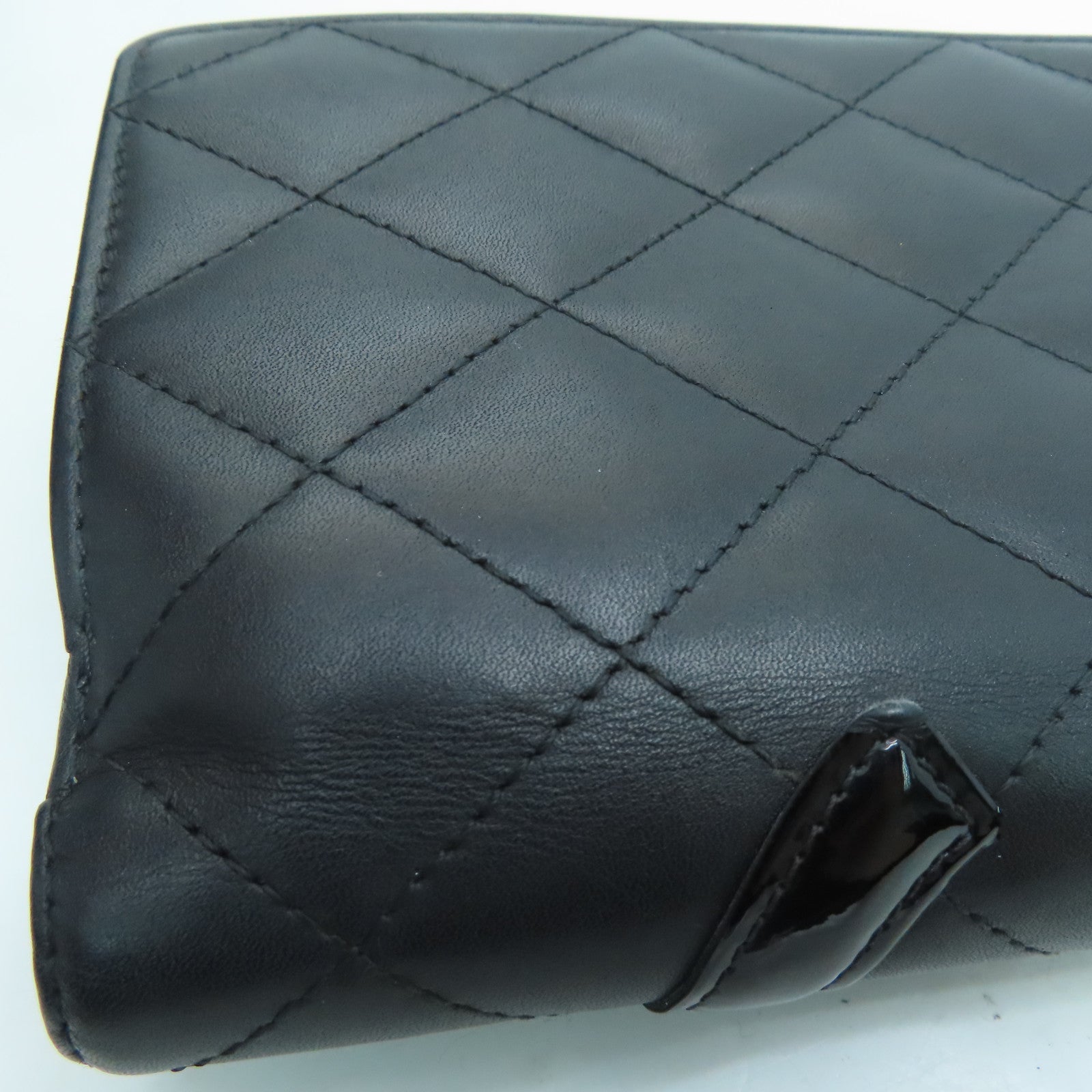 CHANEL 菱格牛皮皮革Combon Wallet钱包黑色