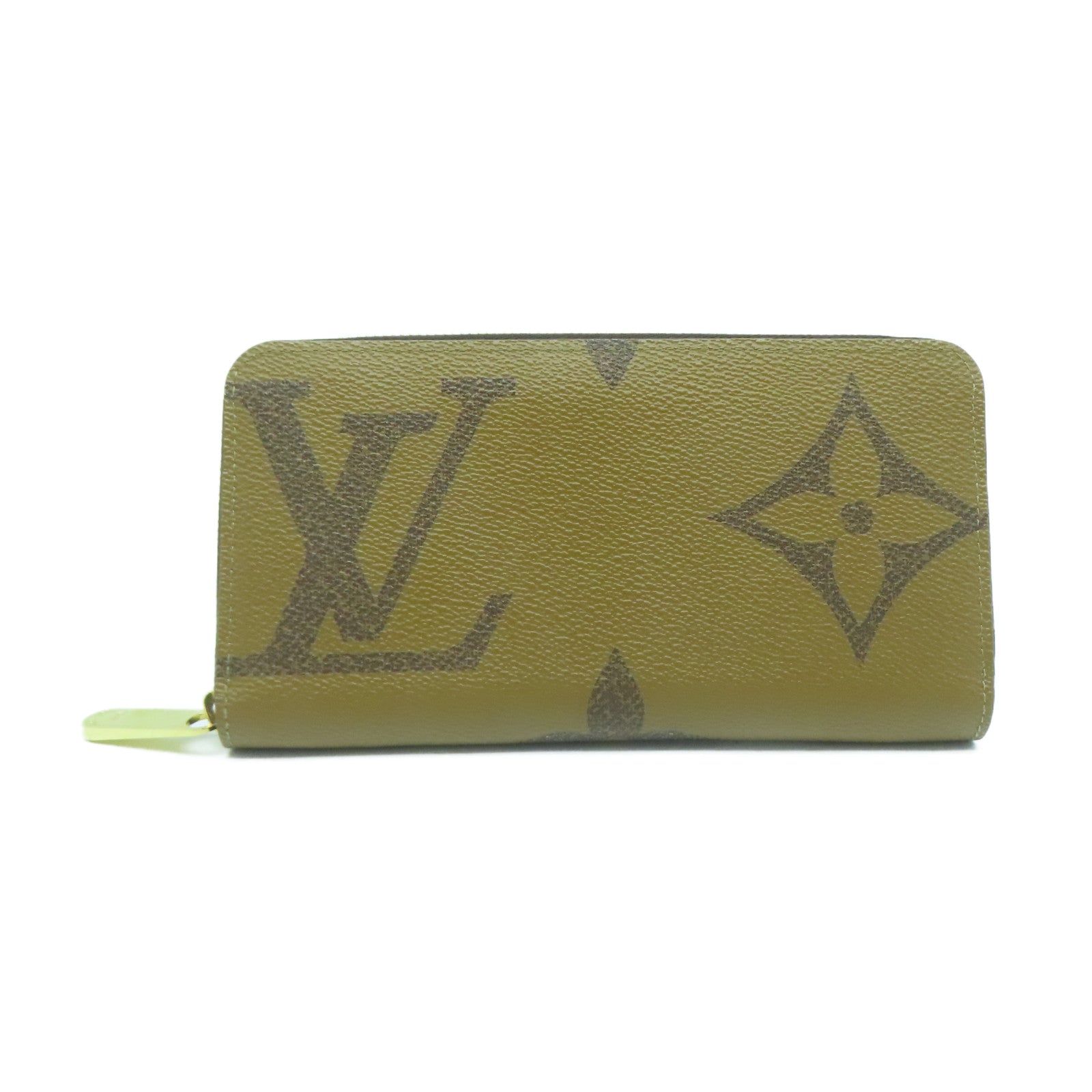LOUIS VUITTON Monogram Giant Reverse Zipper Long Wallet Gold Buckle Long Wallet Brown