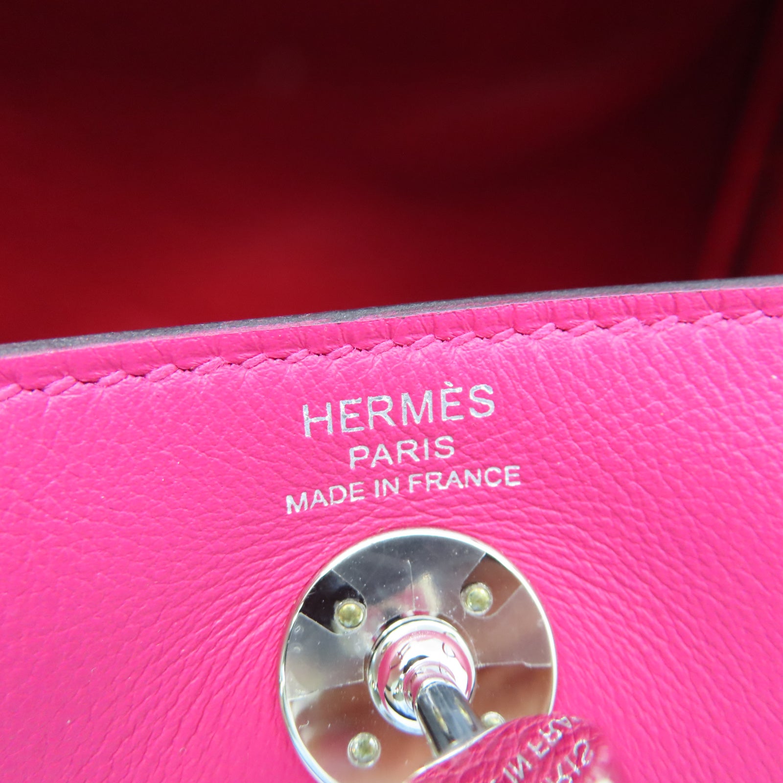 HERMES Veau Swift皮革Mini Lindy銀扣手挽肩背兩用袋粉紅色