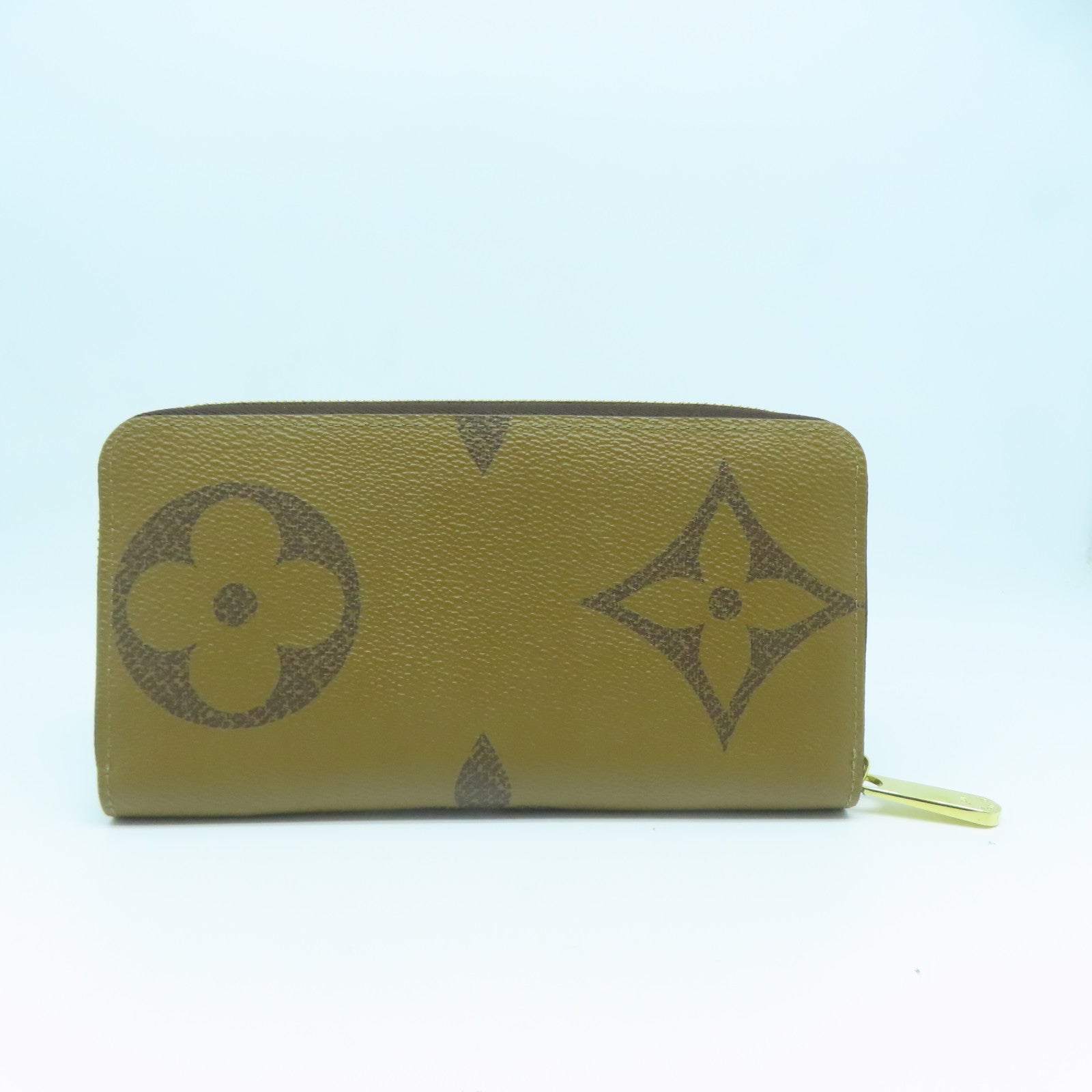 LOUIS VUITTON Monogram Giant Reverse Zipper Long Wallet Gold Buckle Long Wallet Brown
