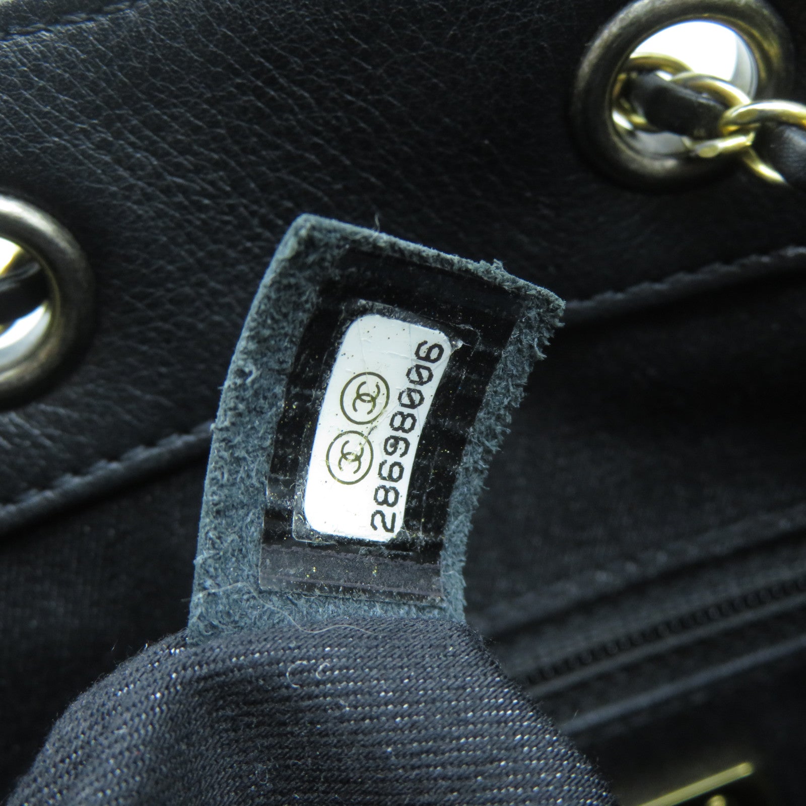 CHANEL 菱格牛皮皮革Chain Shoulder Bag金扣鏈帶肩背袋黑色