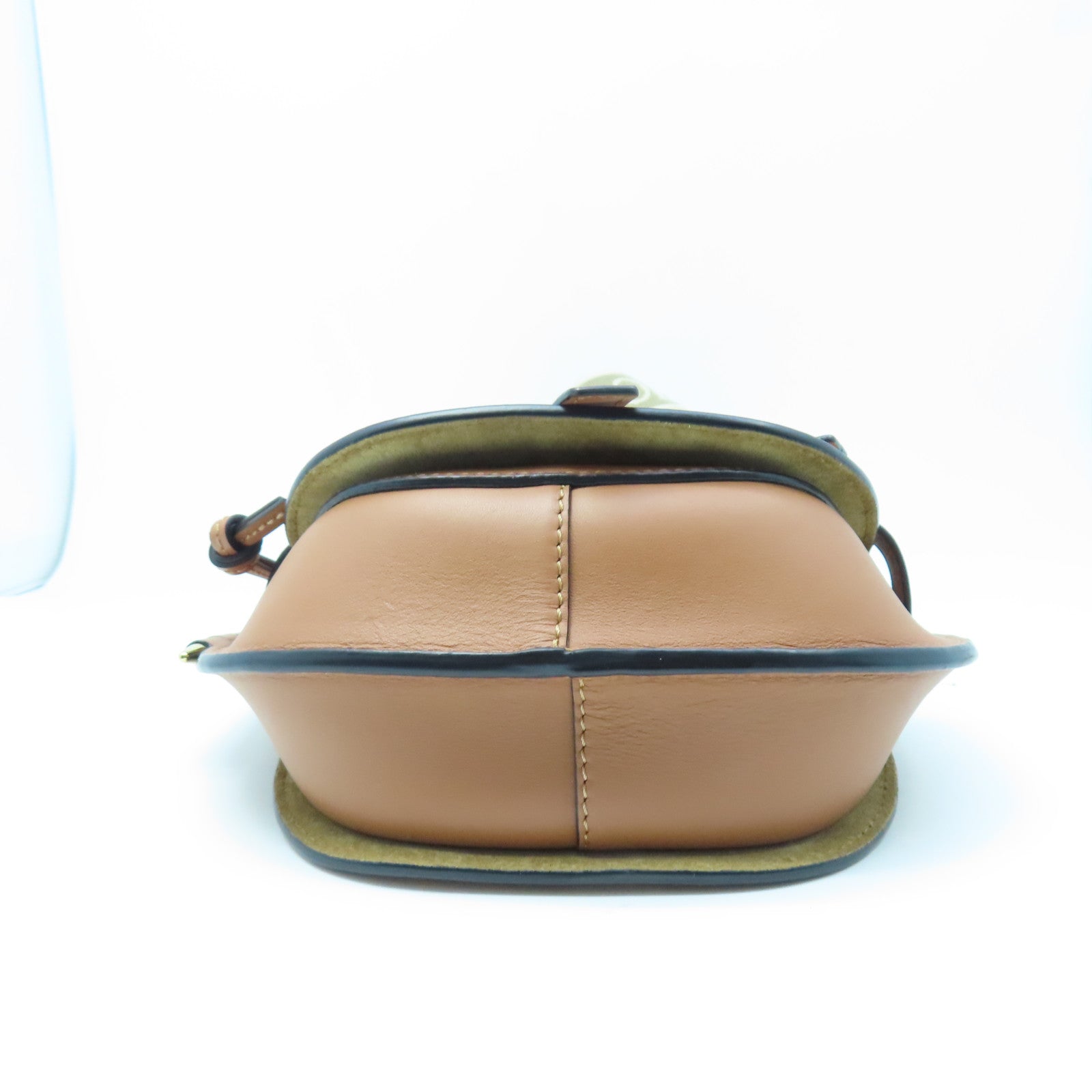 LOEWE Cowhide Leather Mini Gate Dual Bag Gold Buckle Shoulder Bag Brown