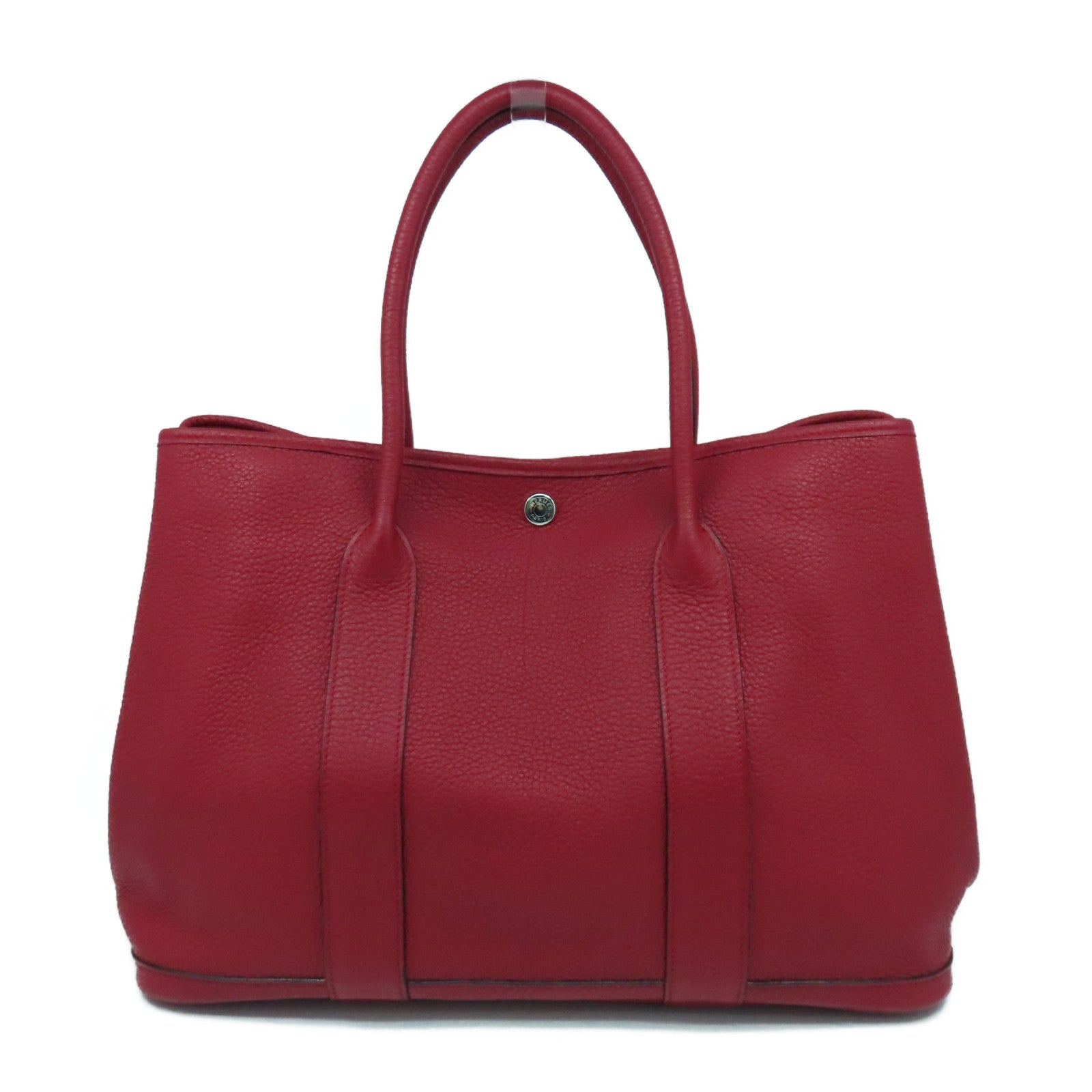 HERMES Negonda皮革GardenParty PM銀扣手挽袋Rouge Casaque紅色