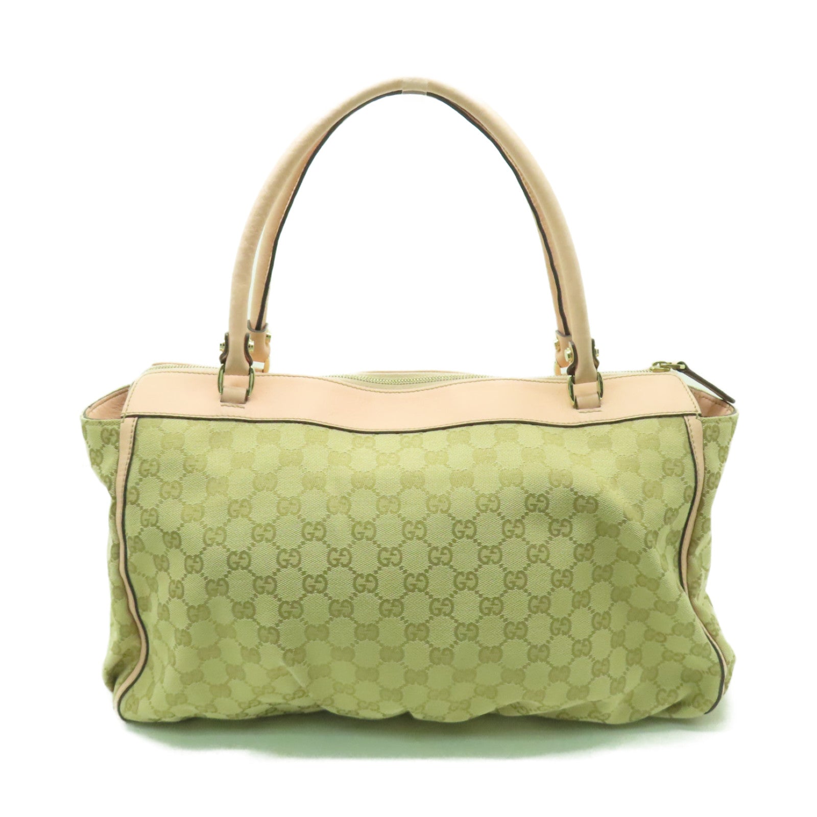 GUCCI 帆布Shoulder Bag金扣肩背袋米色/粉紅色