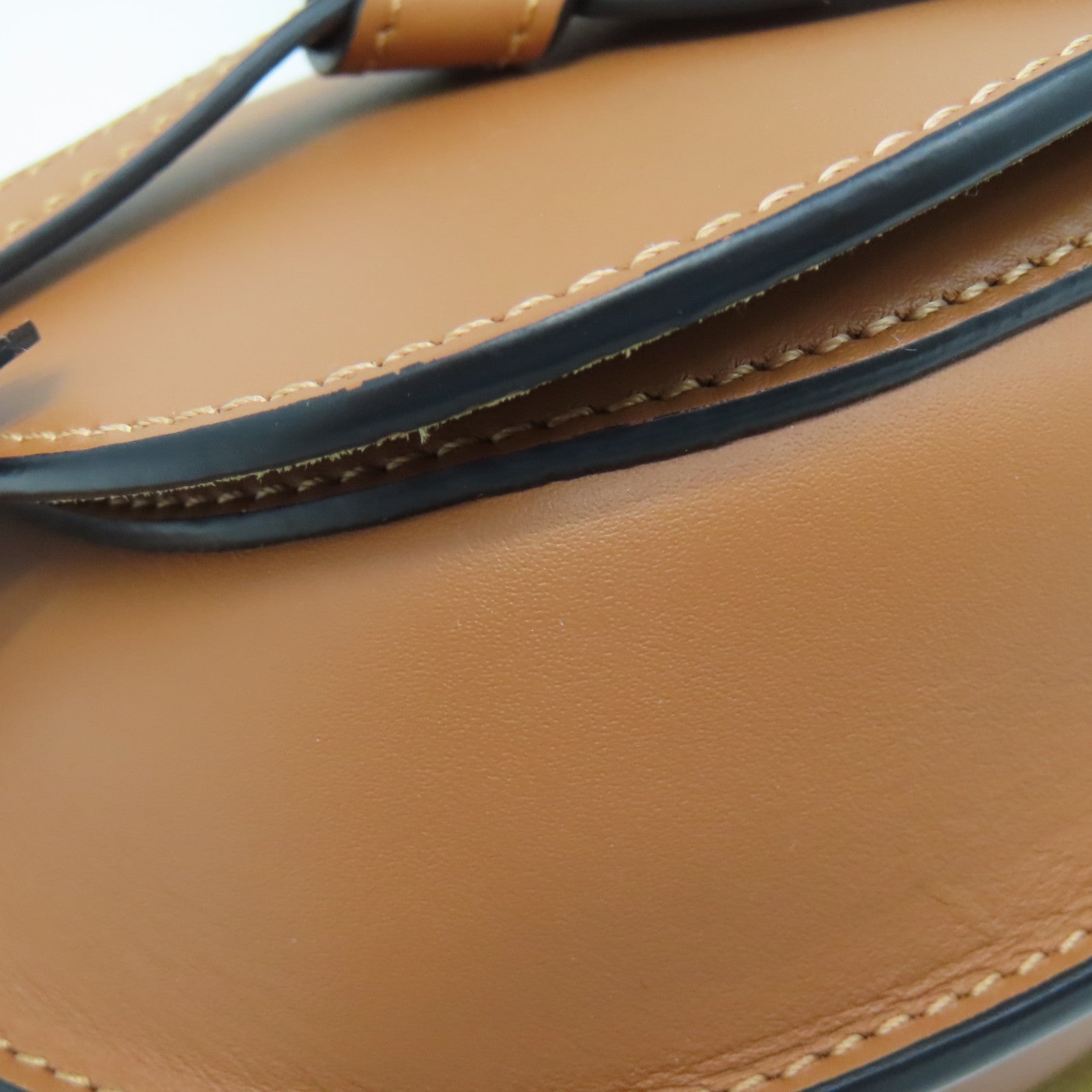 LOEWE Cowhide Leather Mini Gate Dual Bag Gold Buckle Shoulder Bag Brown