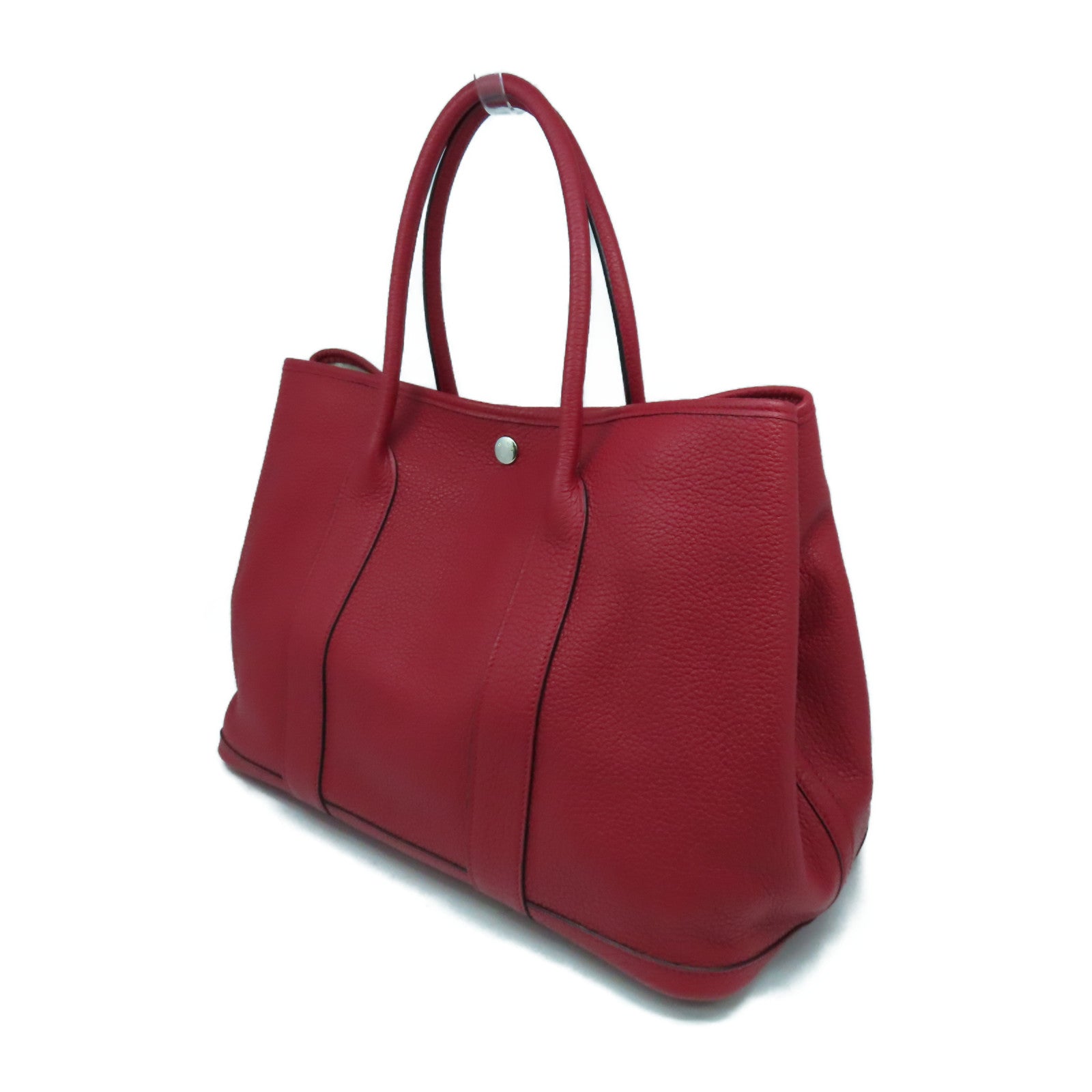HERMES Negonda皮革GardenParty PM銀扣手挽袋Rouge Casaque紅色