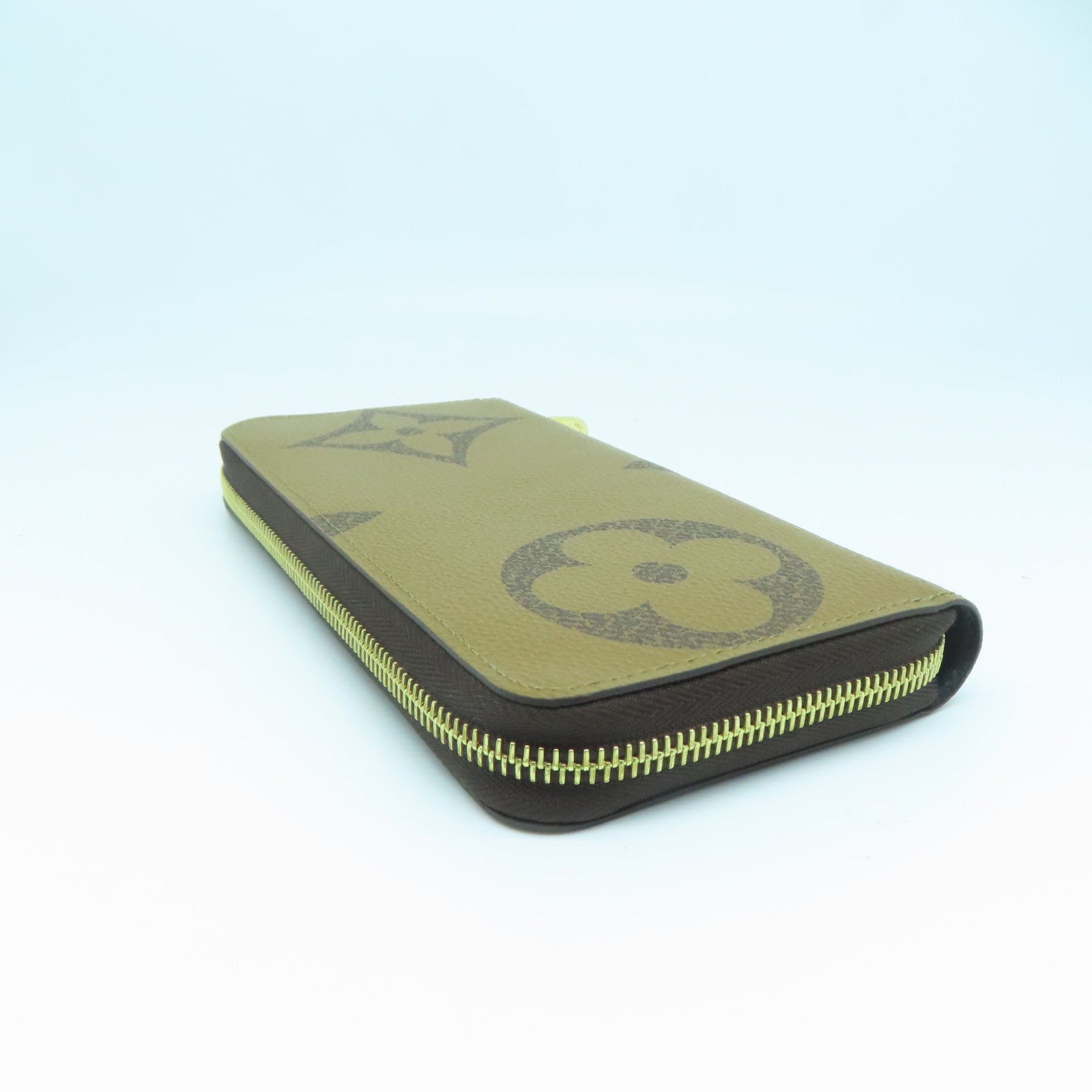 LOUIS VUITTON Monogram Giant Reverse Zipper Long Wallet Gold Buckle Long Wallet Brown