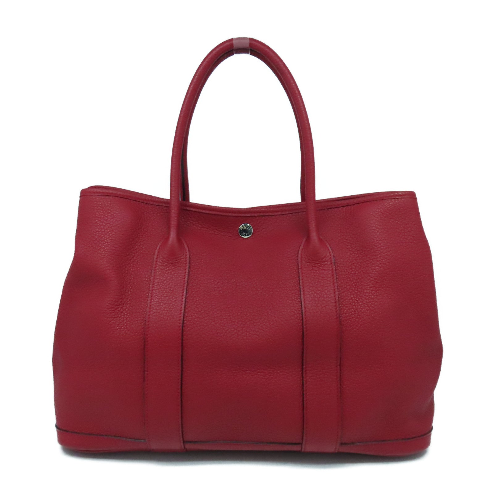 HERMES Negonda皮革GardenParty PM銀扣手挽袋Rouge Casaque紅色