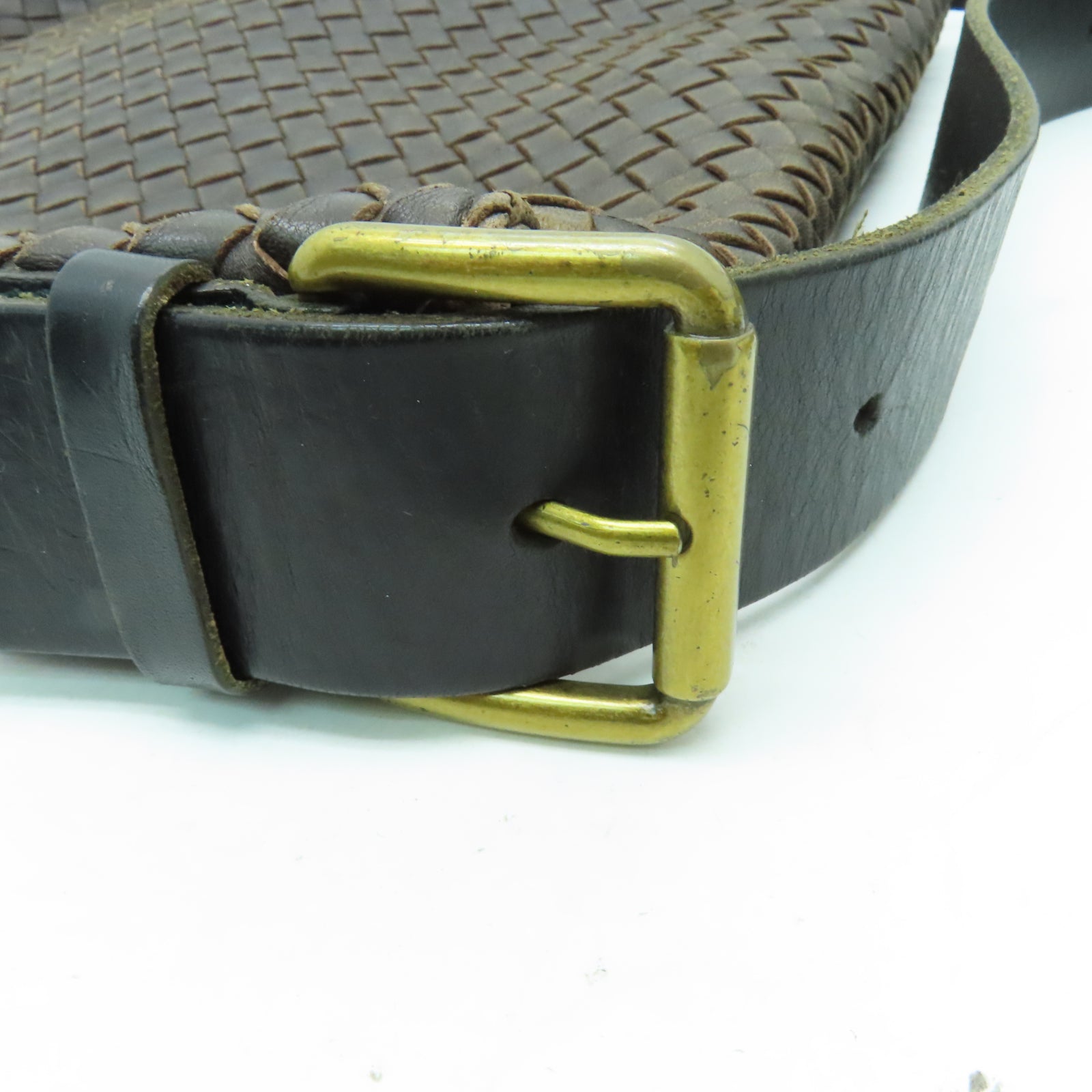 BOTTEGA VENETA 織紋羊皮皮革Shoulder Bag肩背袋棕色