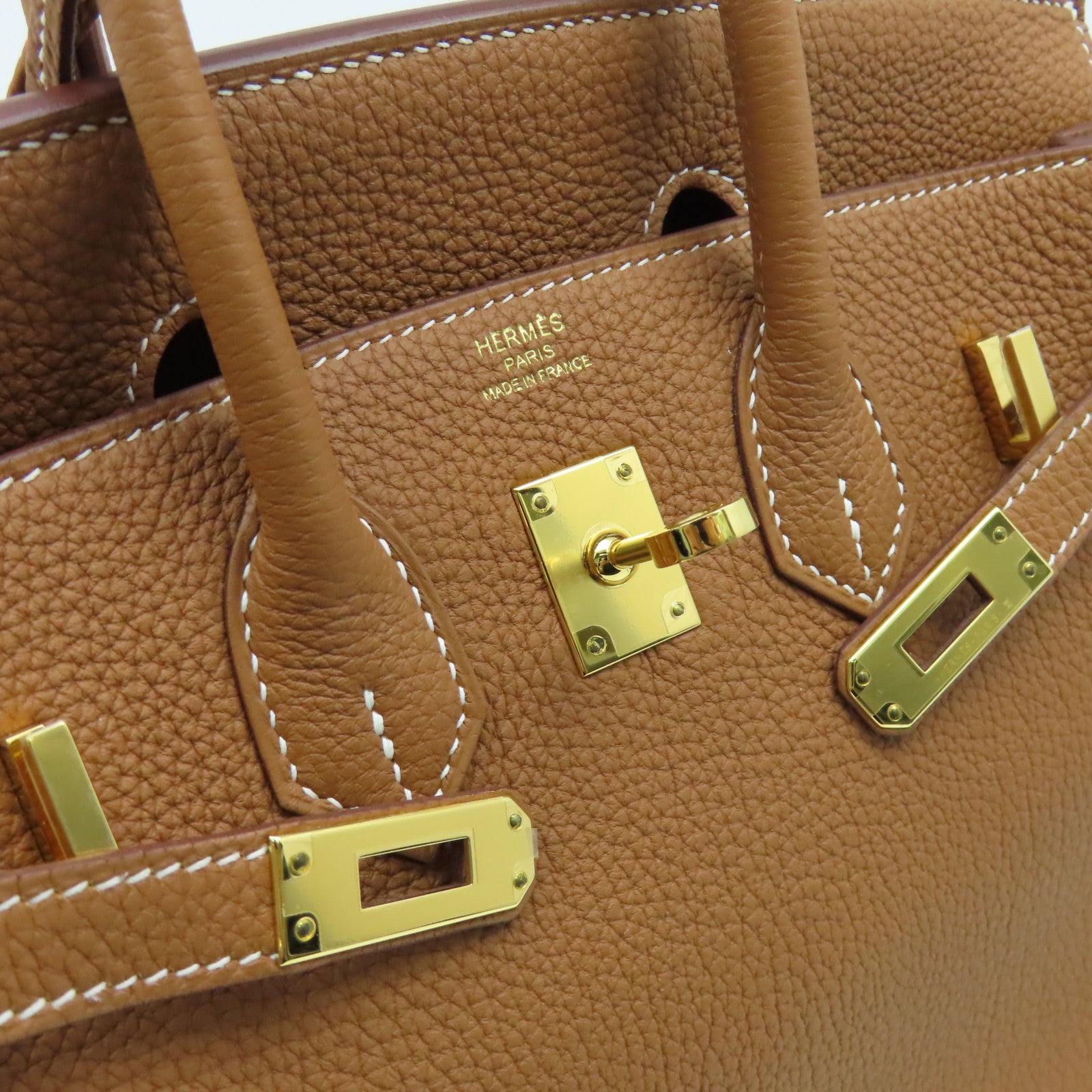 HERMES Togo皮革Birkin 25 Handbag金扣手挽袋Gold/經典駝色