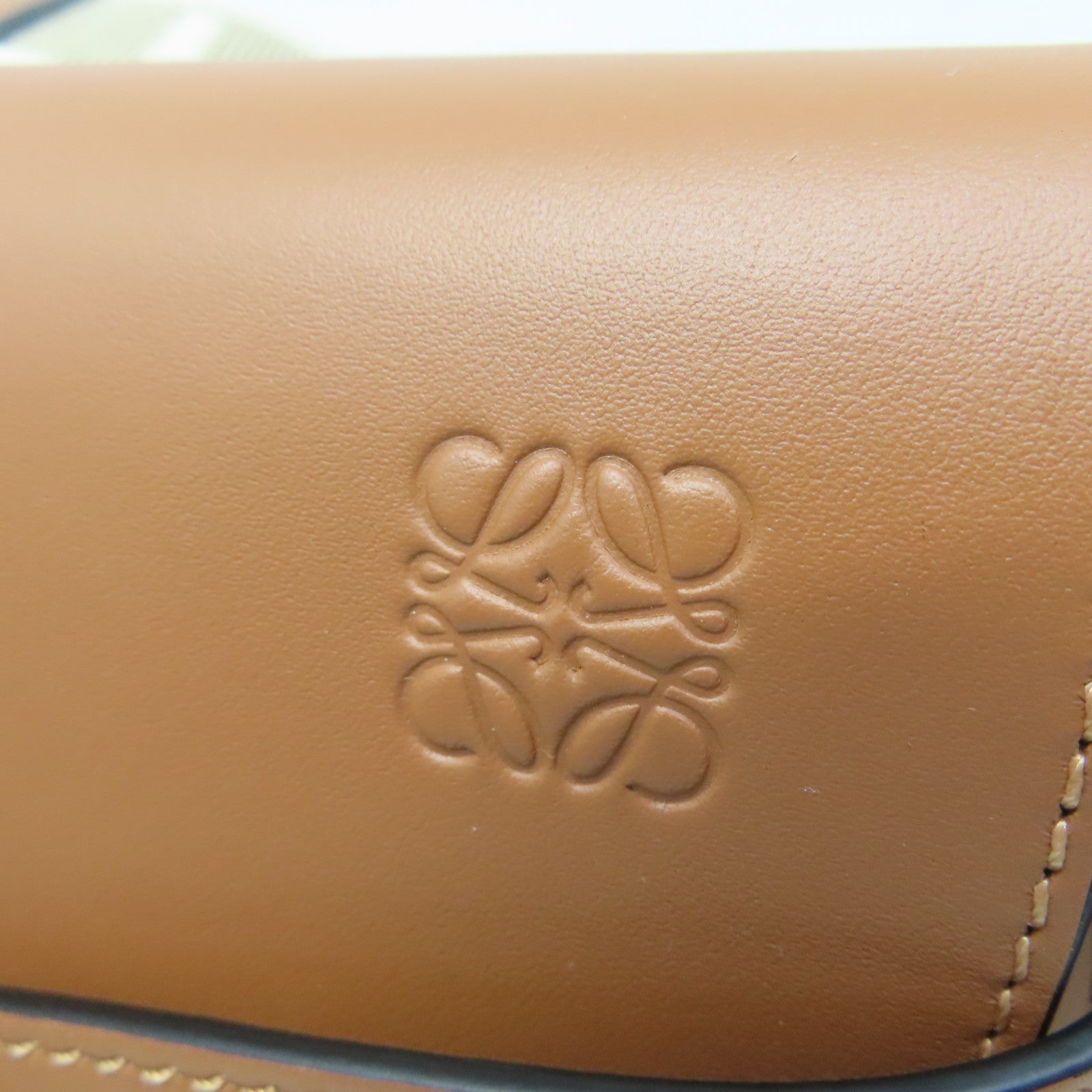LOEWE Cowhide Leather Mini Gate Dual Bag Gold Buckle Shoulder Bag Brown