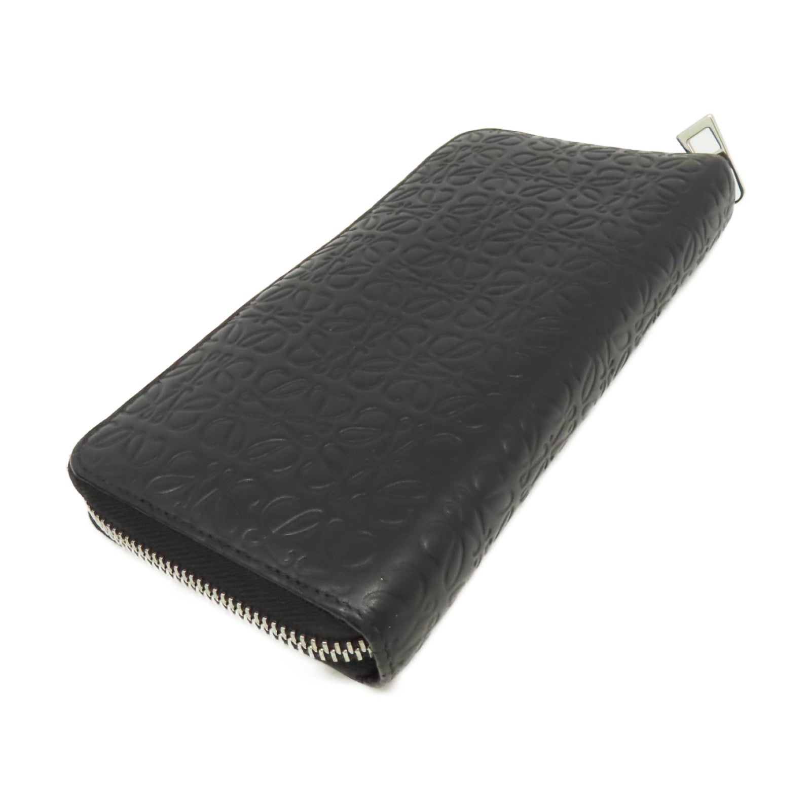 LOEWE 【激減優惠】牛皮皮革Billetero C/Crema Negro Zipper Long Wallet拉鏈長錢包黑色