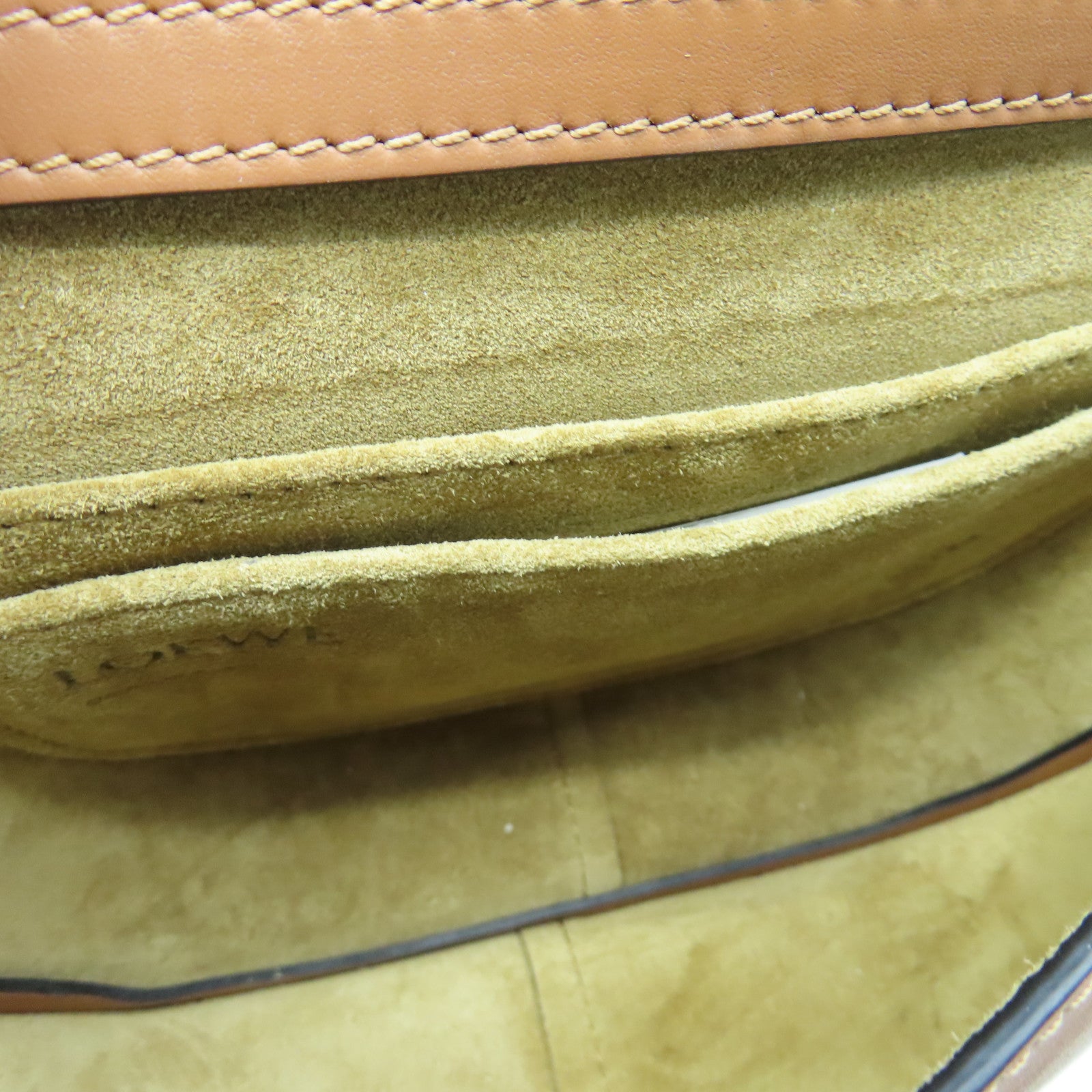 LOEWE Cowhide Leather Mini Gate Dual Bag Gold Buckle Shoulder Bag Brown