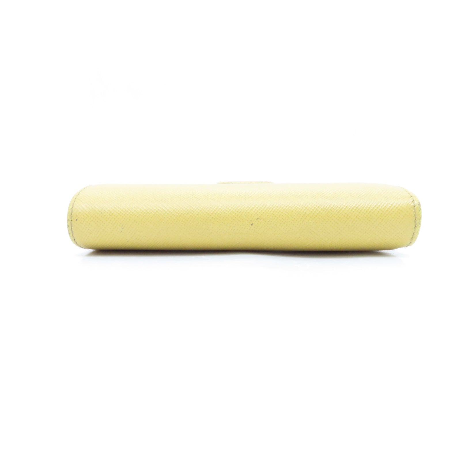 PRADA Calfskin Leather Wallet Gold Buckle Wallet Yellow