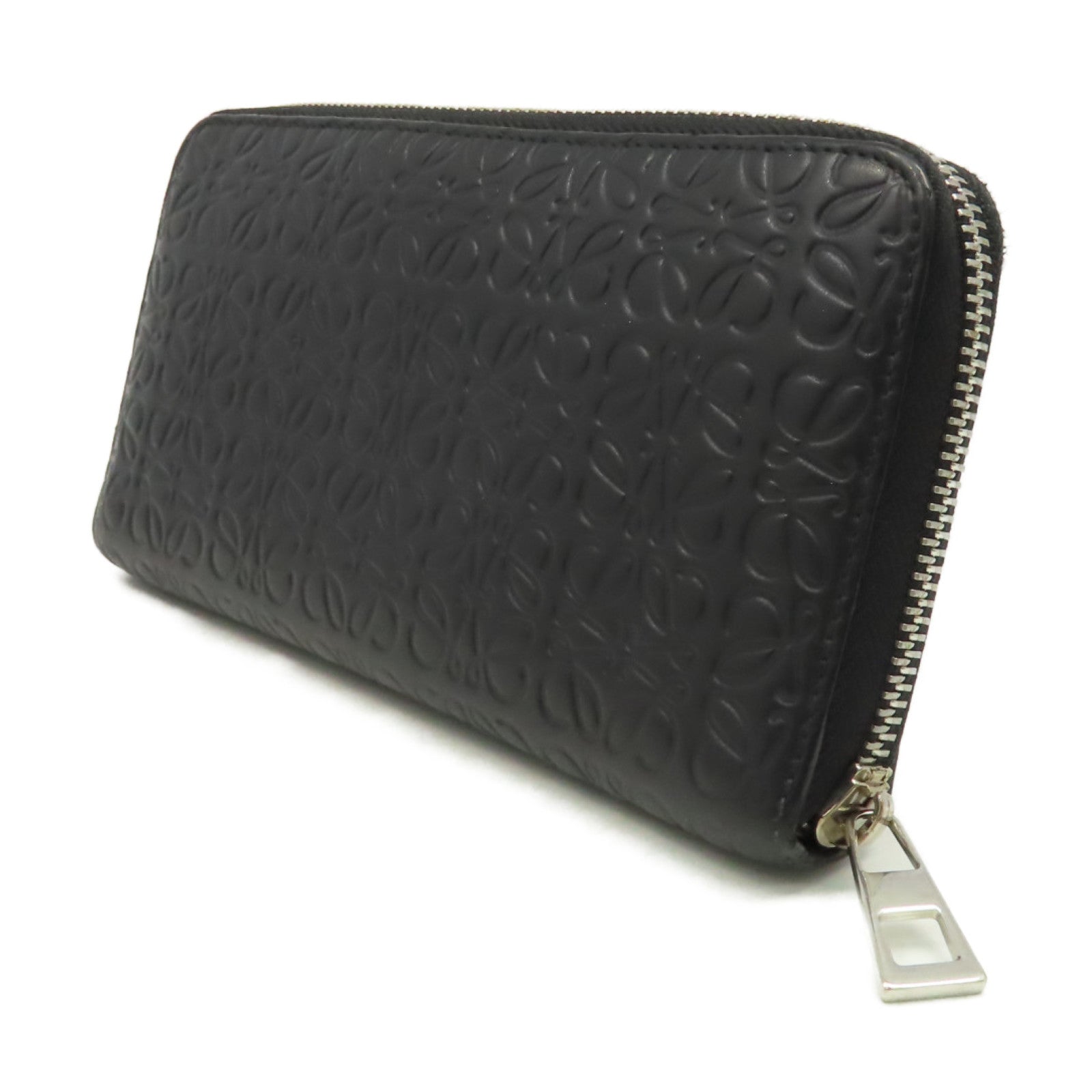 LOEWE 【激減優惠】牛皮皮革Billetero C/Crema Negro Zipper Long Wallet拉鏈長錢包黑色