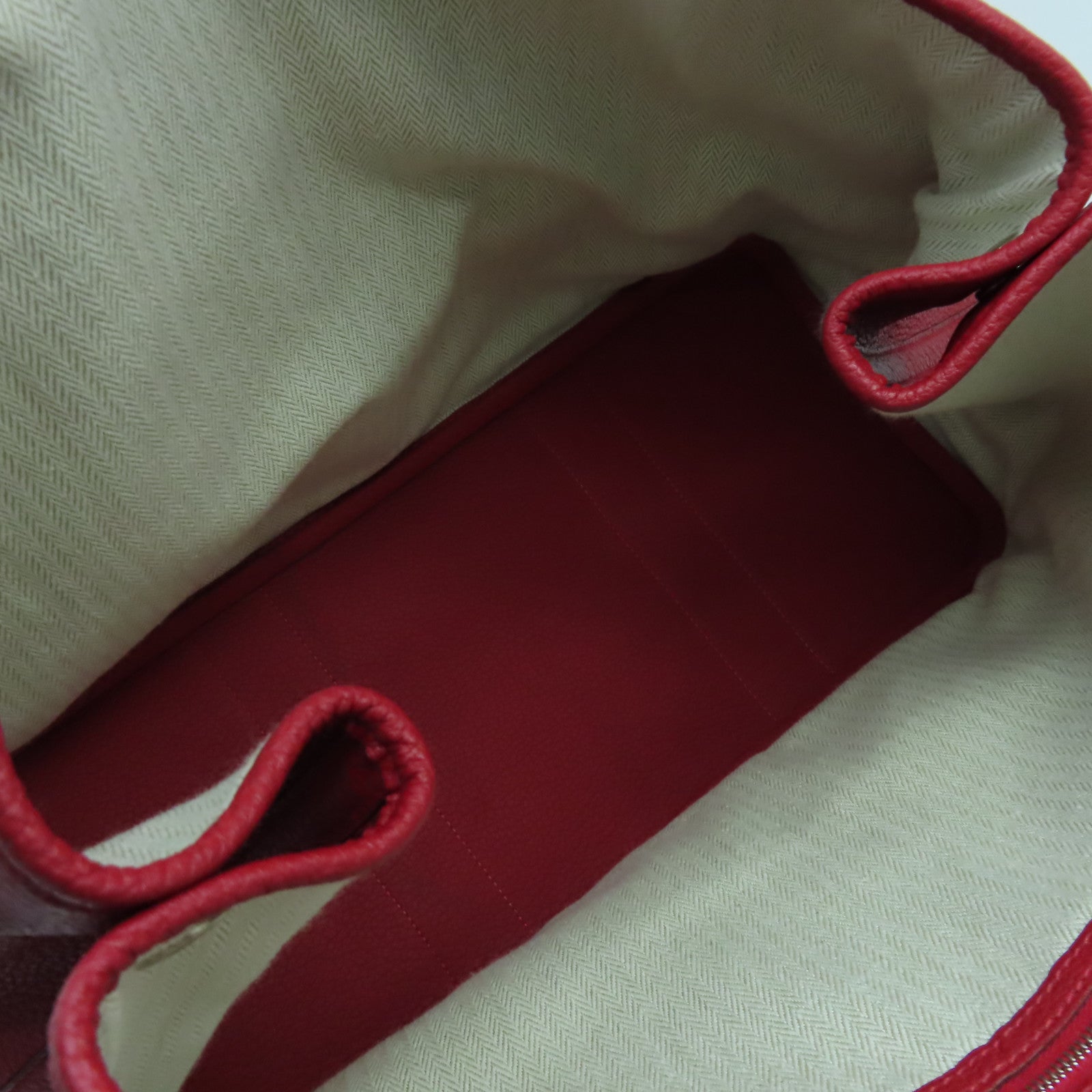 HERMES Negonda皮革GardenParty PM銀扣手挽袋Rouge Casaque紅色