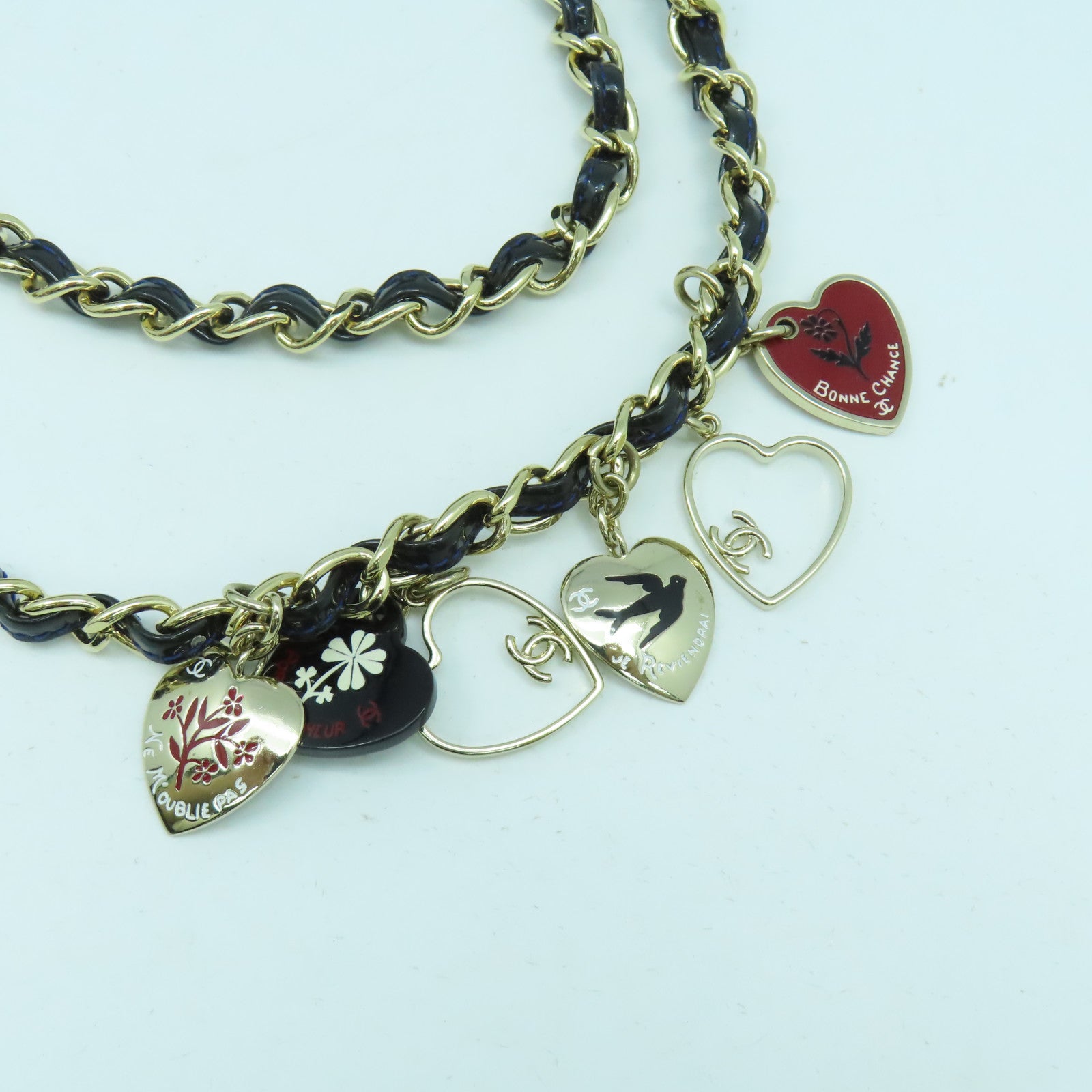 CHANEL 菱格漆皮皮革Chain Shoulder金扣鏈帶肩背袋深藍色