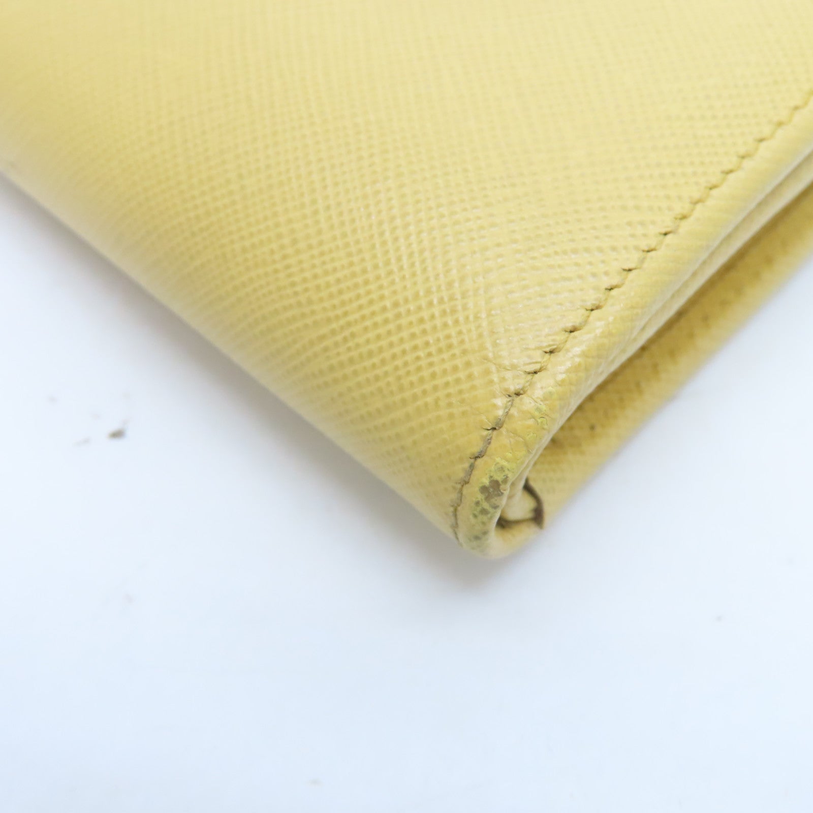 PRADA Calfskin Leather Wallet Gold Buckle Wallet Yellow