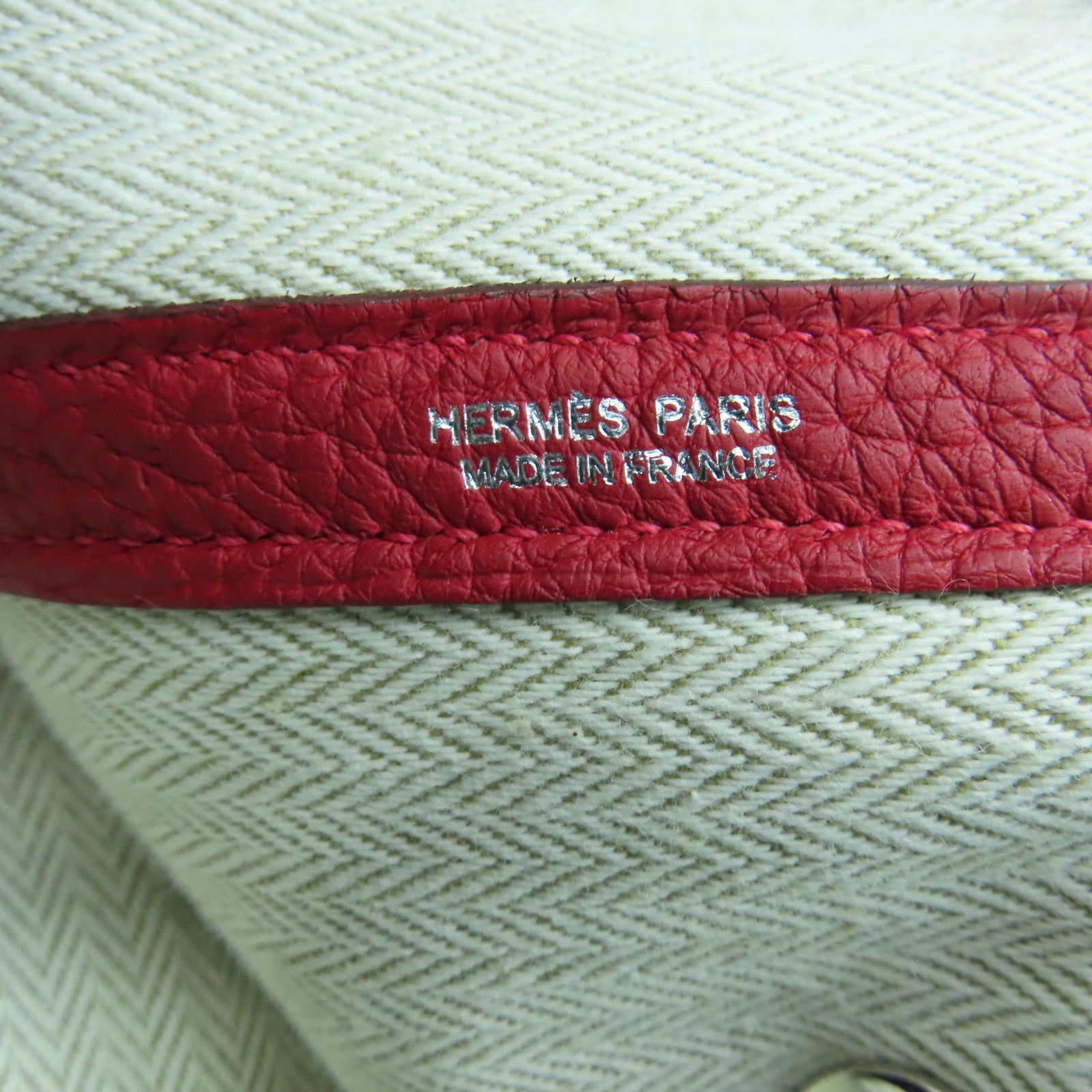 HERMES Negonda皮革GardenParty PM銀扣手挽袋Rouge Casaque紅色