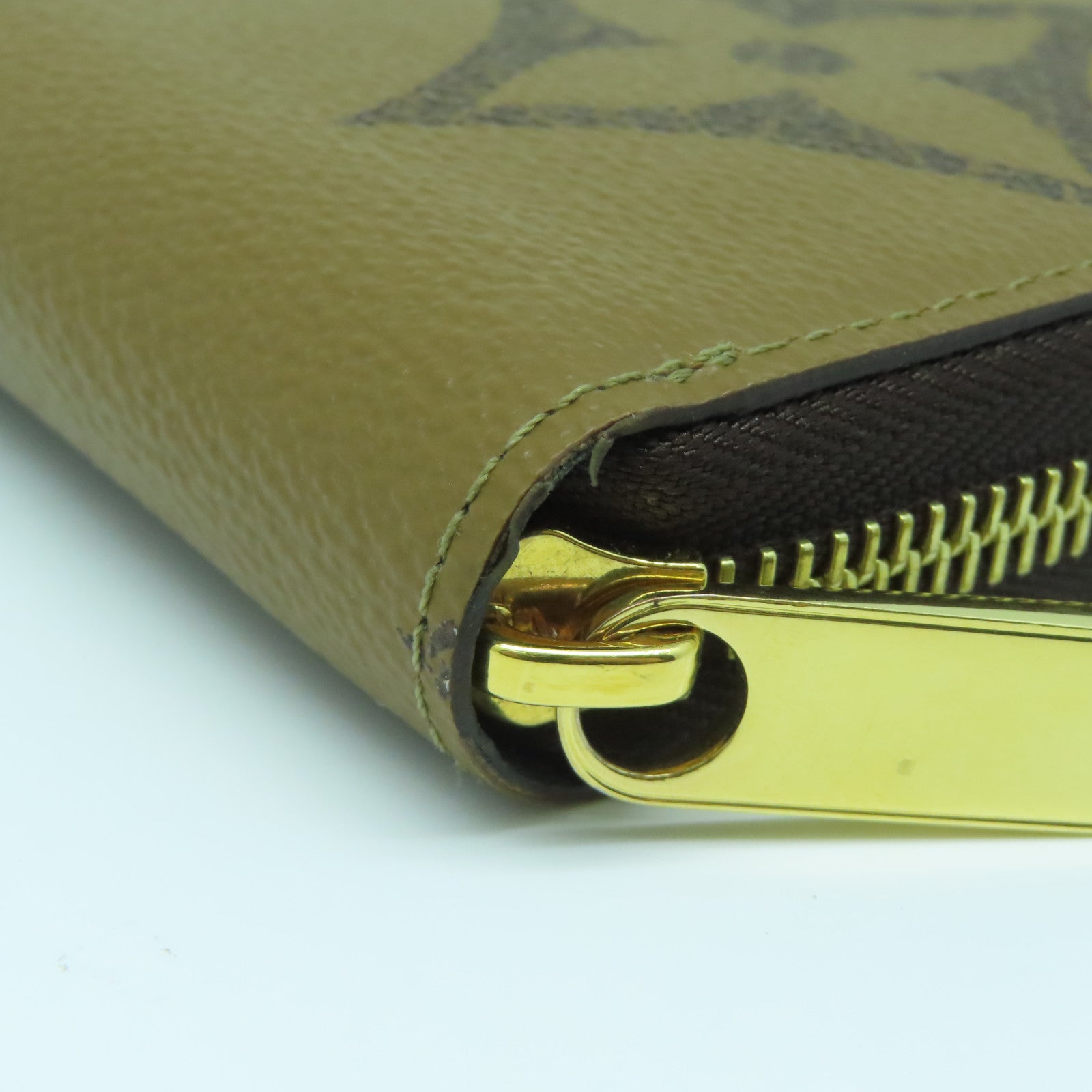 LOUIS VUITTON Monogram Giant Reverse Zipper Long Wallet Gold Buckle Long Wallet Brown