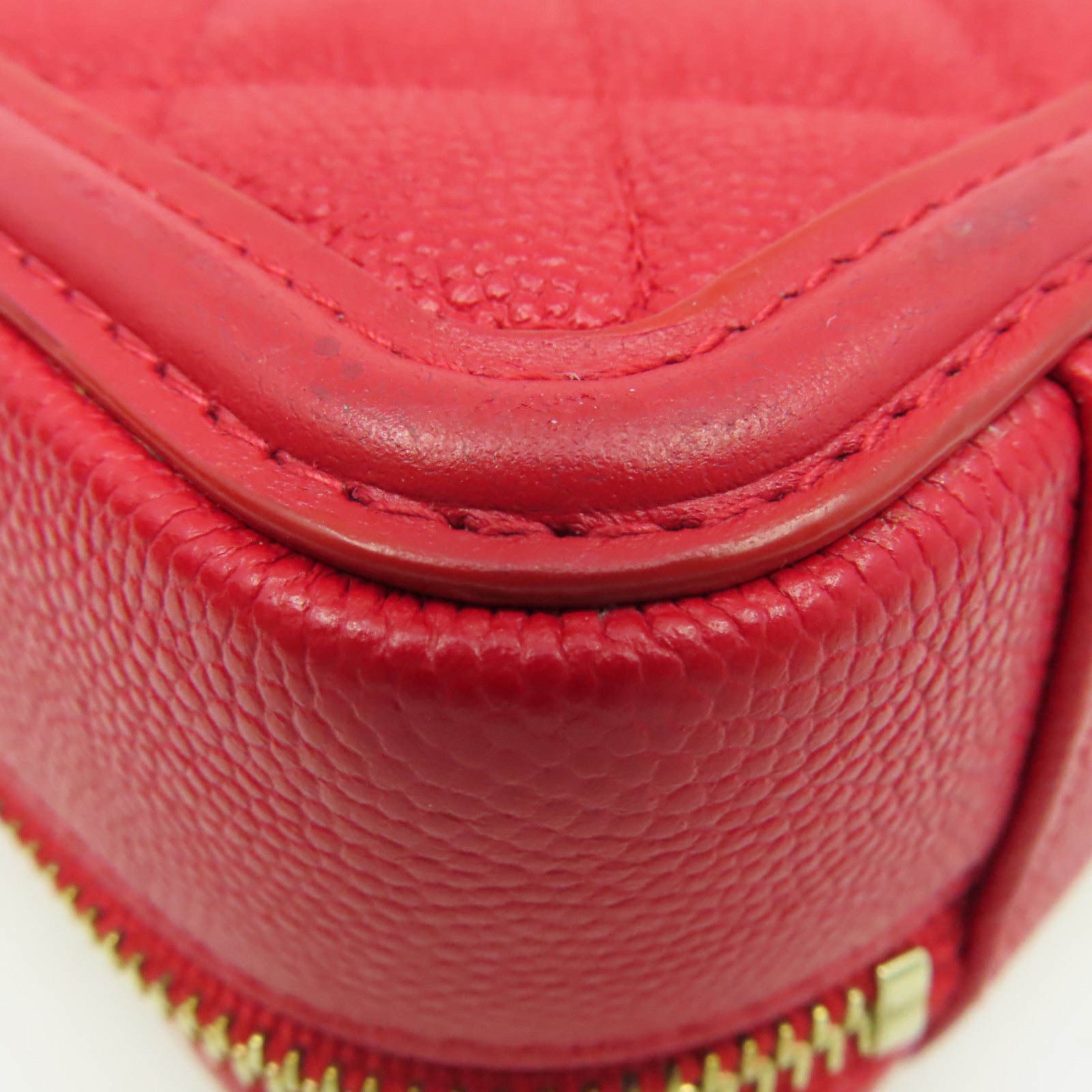 CHANEL 【激減優惠】菱格Caviar皮革Chain Shoulder Bag金扣鏈帶肩背袋紅色