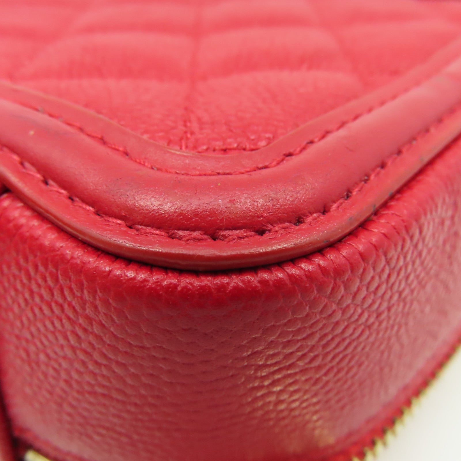 CHANEL 【激減優惠】菱格Caviar皮革Chain Shoulder Bag金扣鏈帶肩背袋紅色
