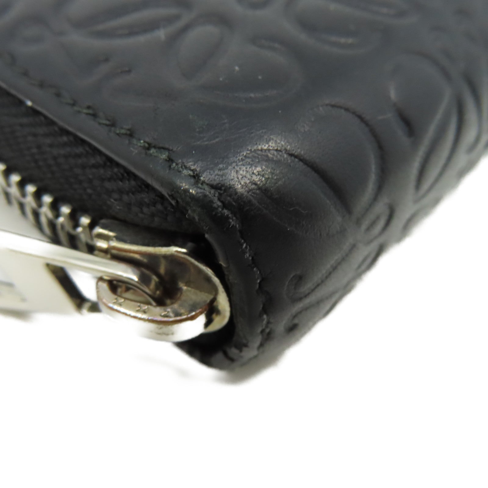 LOEWE 【激減優惠】牛皮皮革Billetero C/Crema Negro Zipper Long Wallet拉鏈長錢包黑色