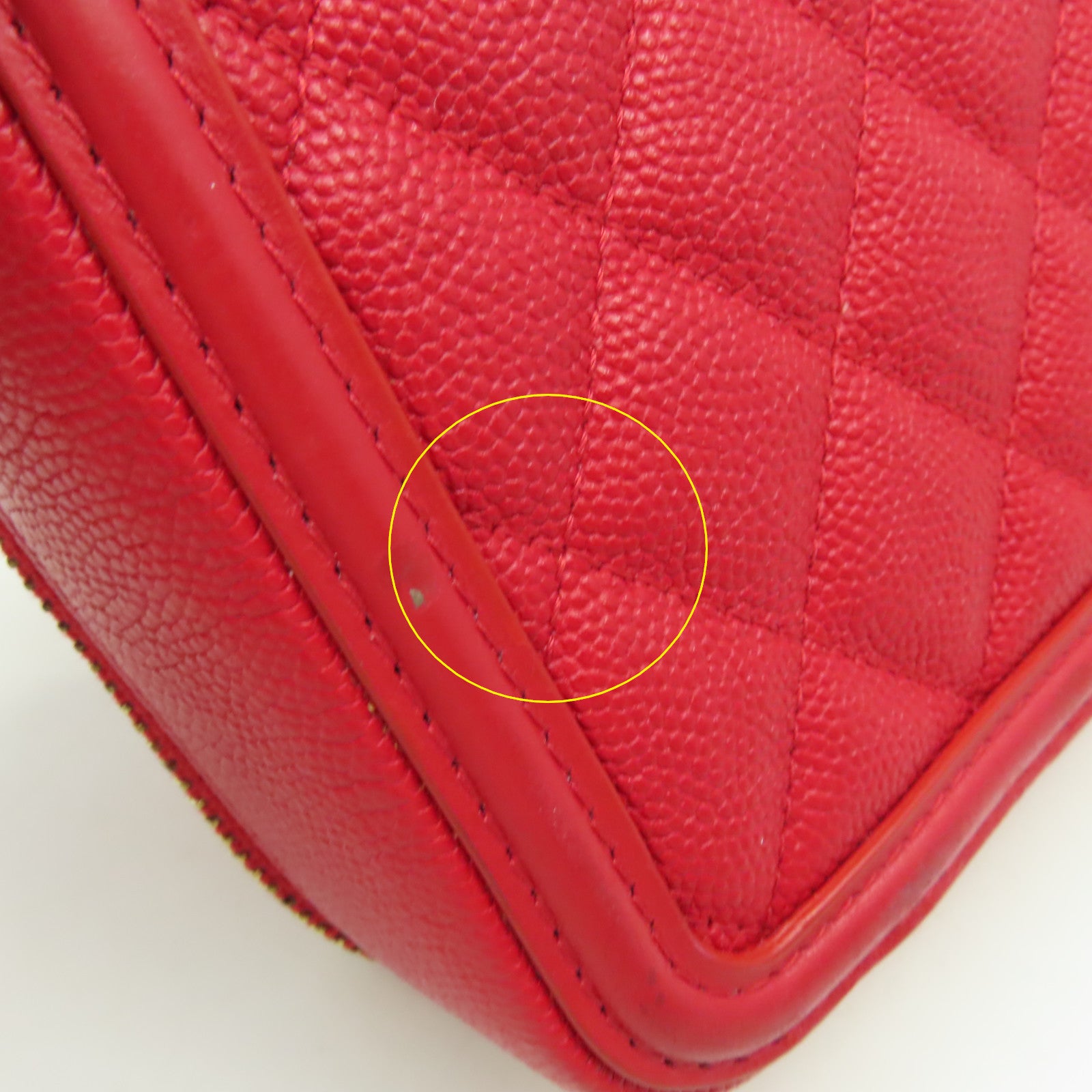 CHANEL 【激減優惠】菱格Caviar皮革Chain Shoulder Bag金扣鏈帶肩背袋紅色