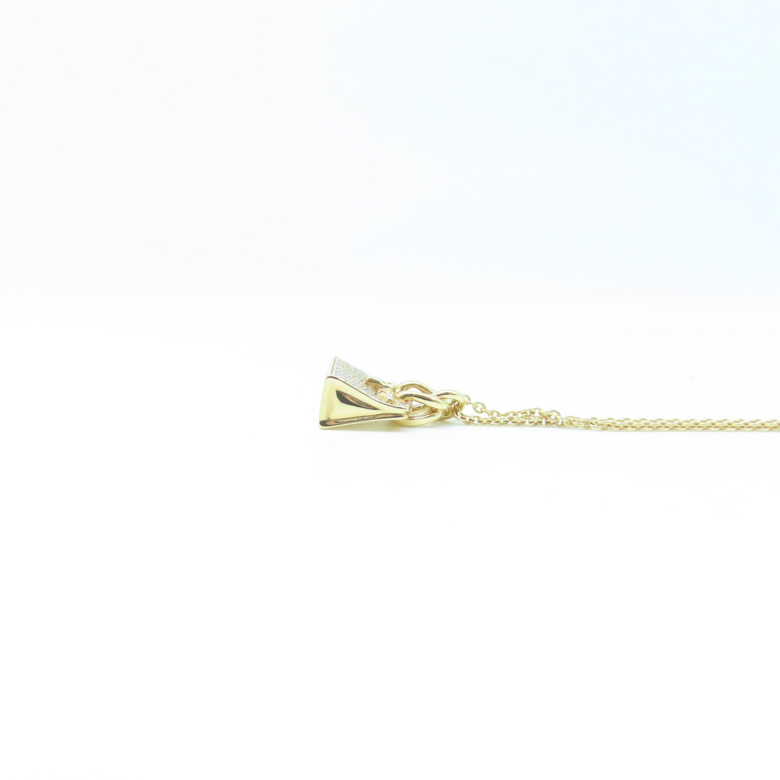 HERMES 18K Rose Gold Birkin Amulette Pendant 0.22ct Diamond Necklace