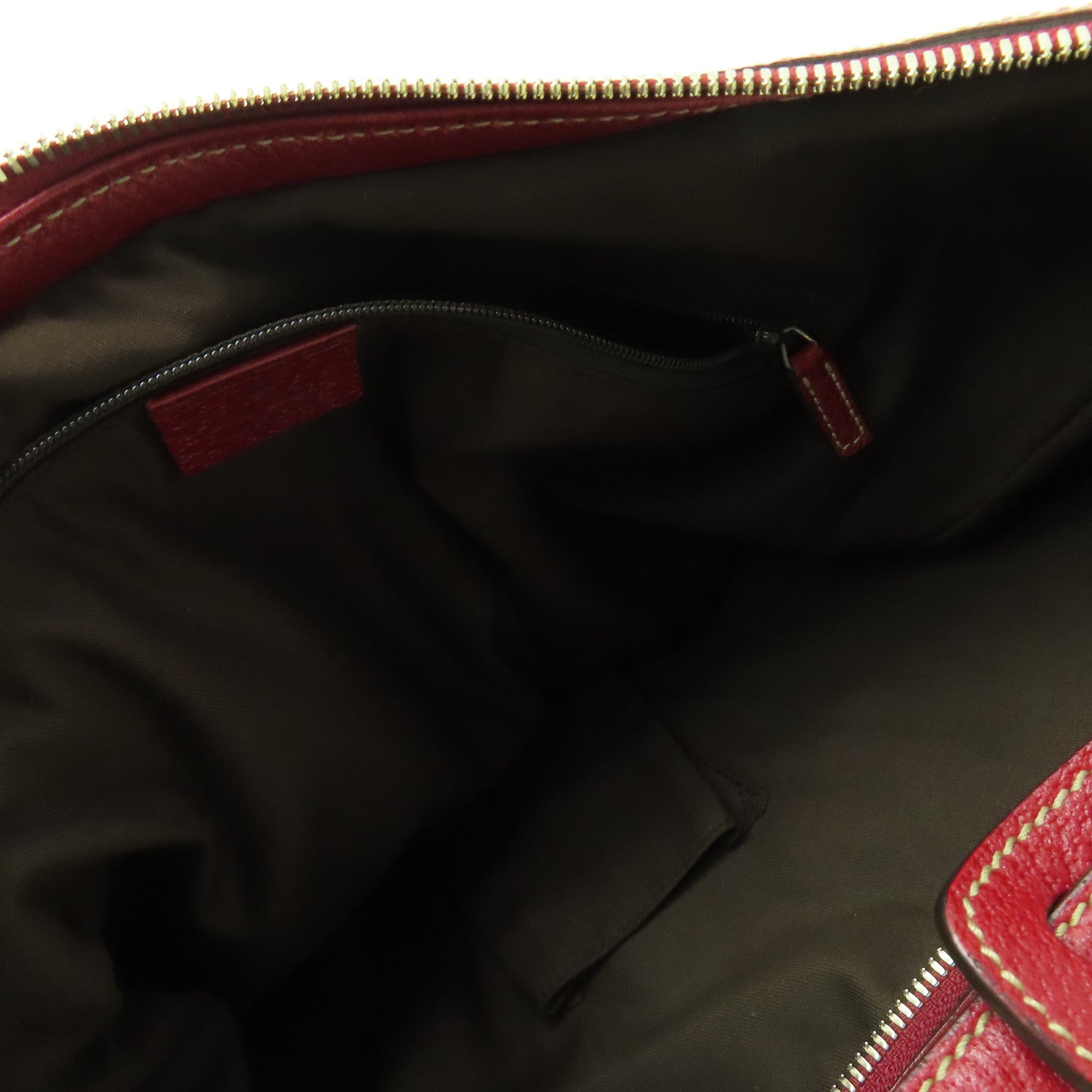 GUCCI 帆布Princy Hobo GG金扣肩背袋米色/紅色