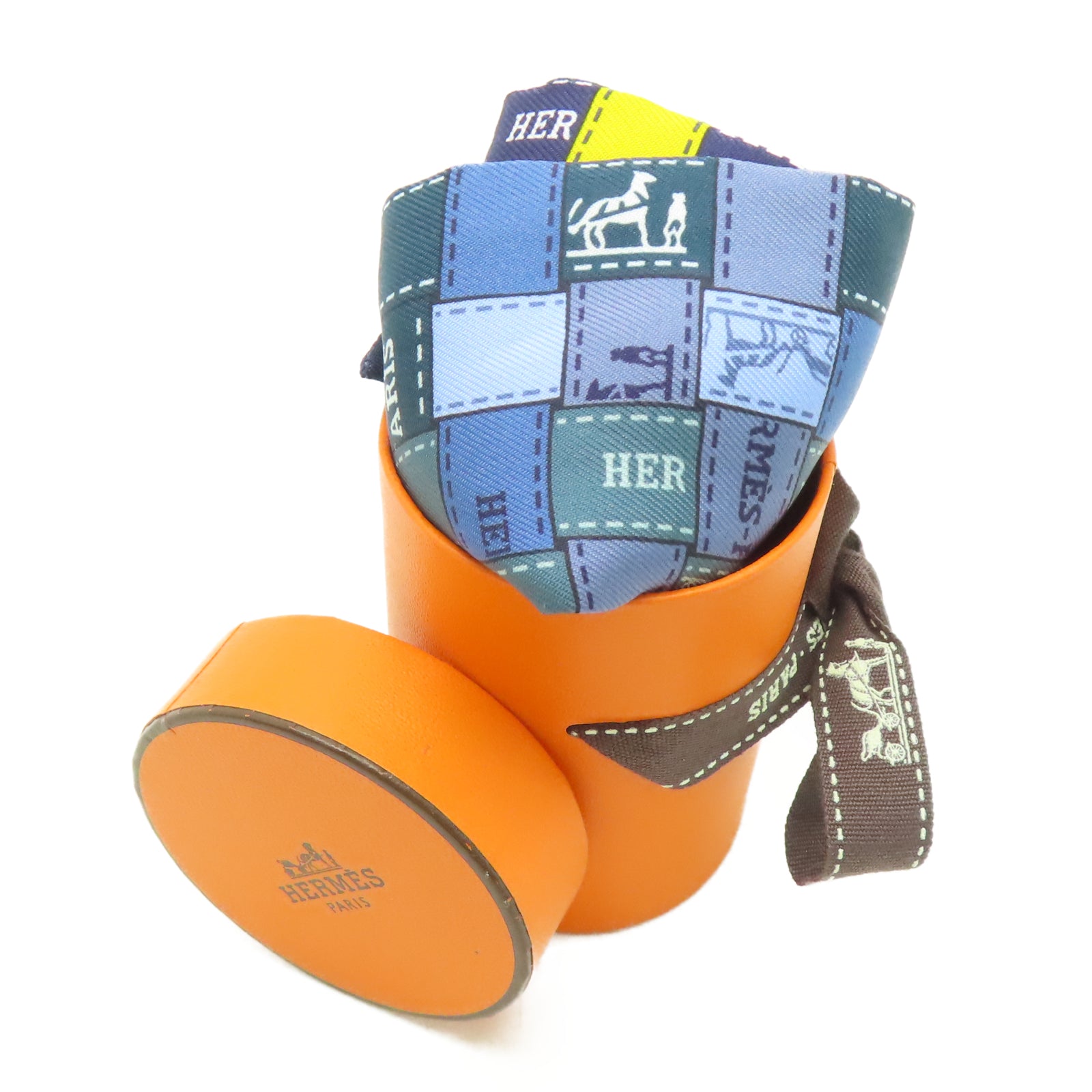 HERMES 丝质Twilly丝巾蓝色