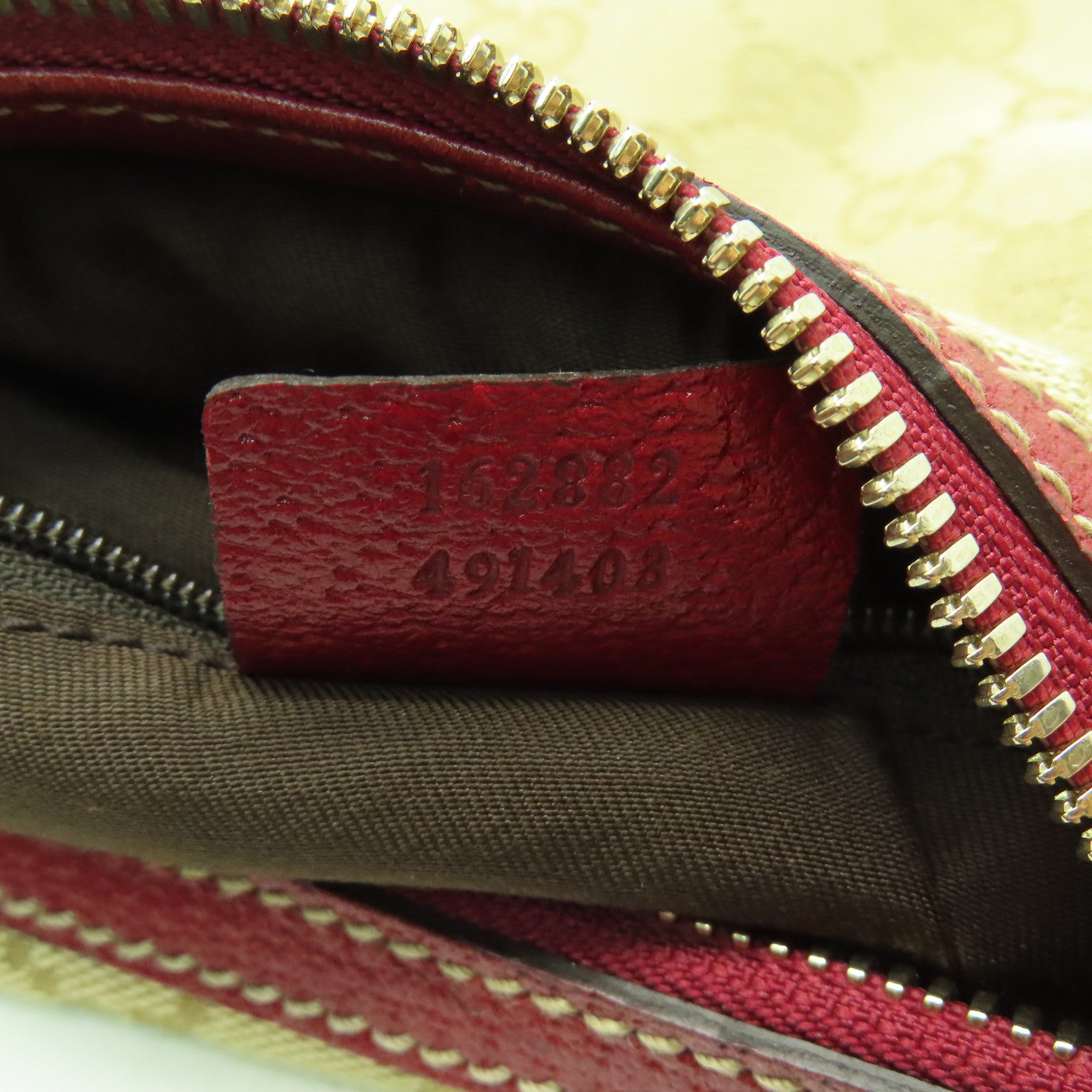 GUCCI 帆布Princy Hobo GG金扣肩背袋米色/紅色